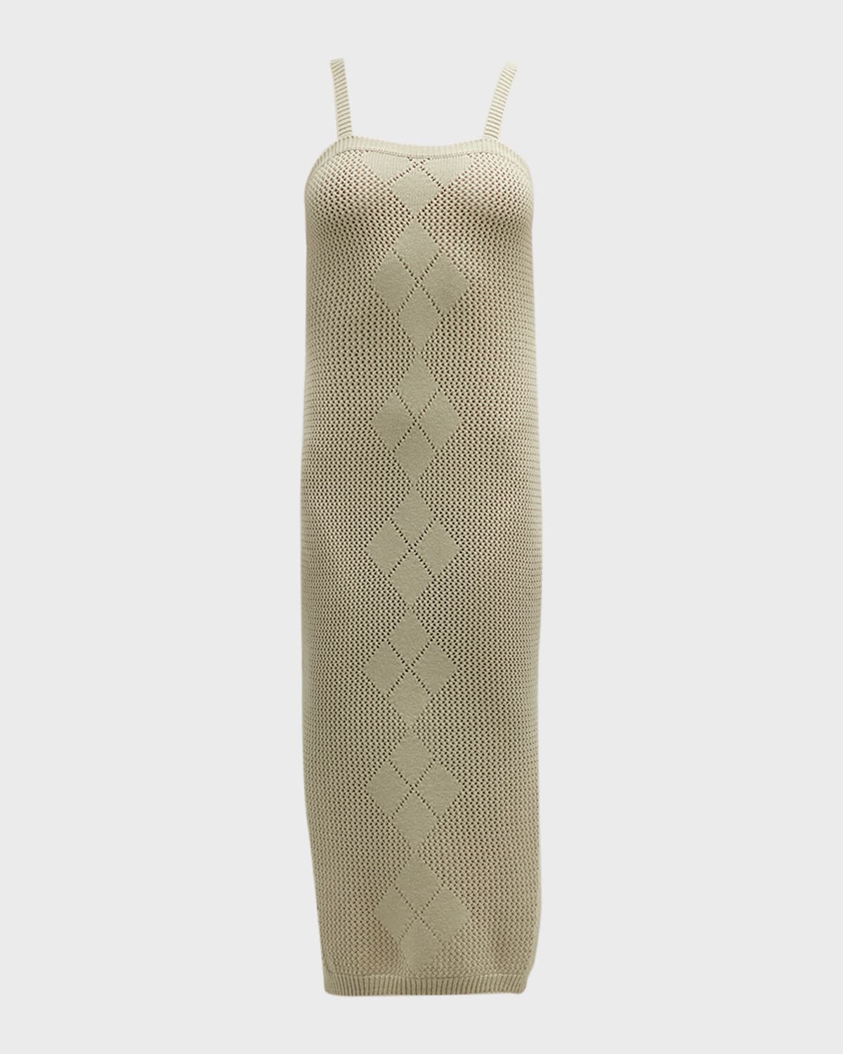 Shop Naadam Sleeveless Argyle Pointelle Midi Dress In Sage