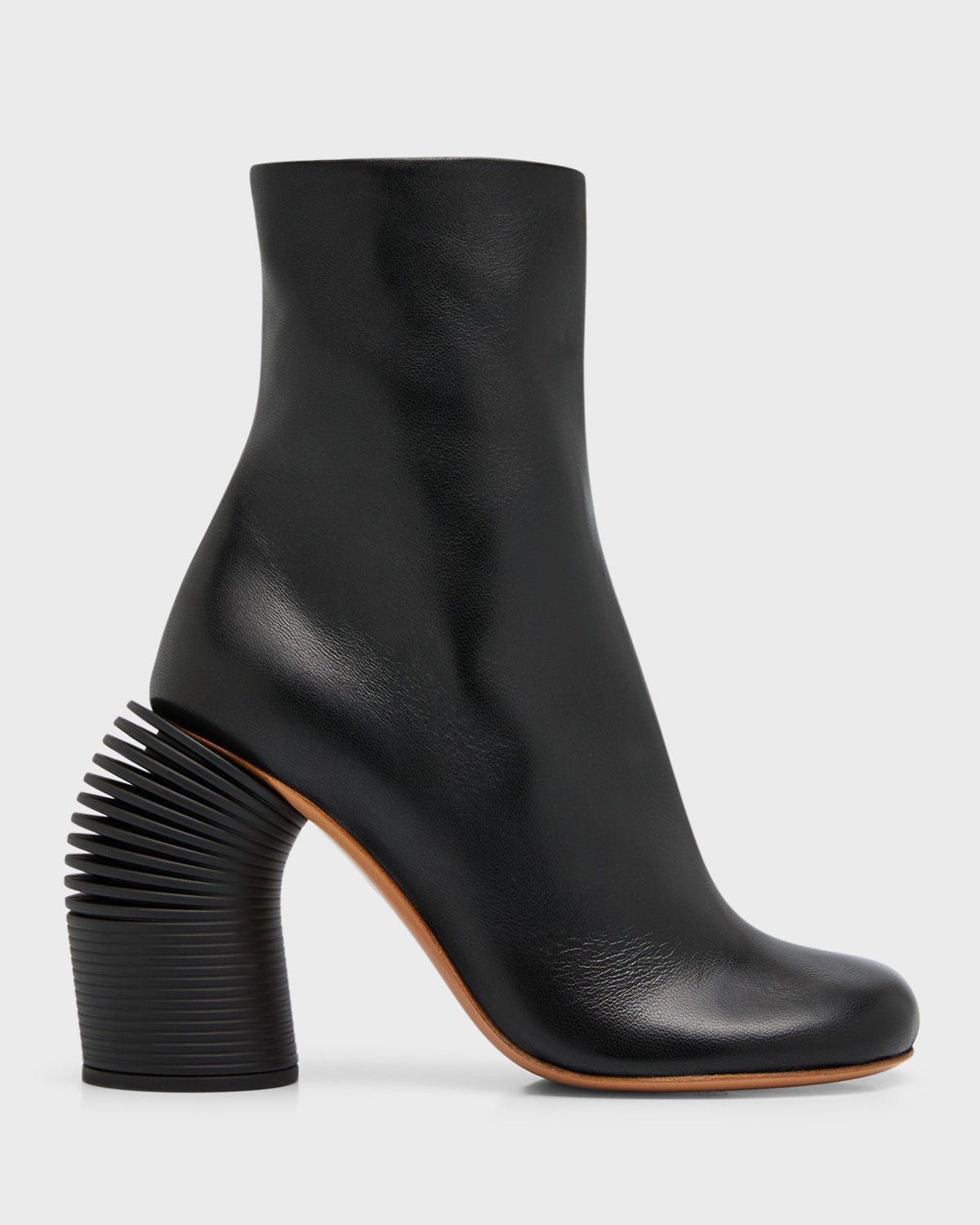 Off-white Leather Spring Booties Statement Heel 11 Cm In Black Black