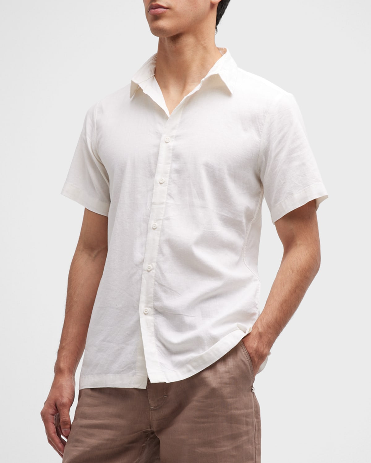 Onia Short Sleeve Button Down Regular Fit Shirt In White