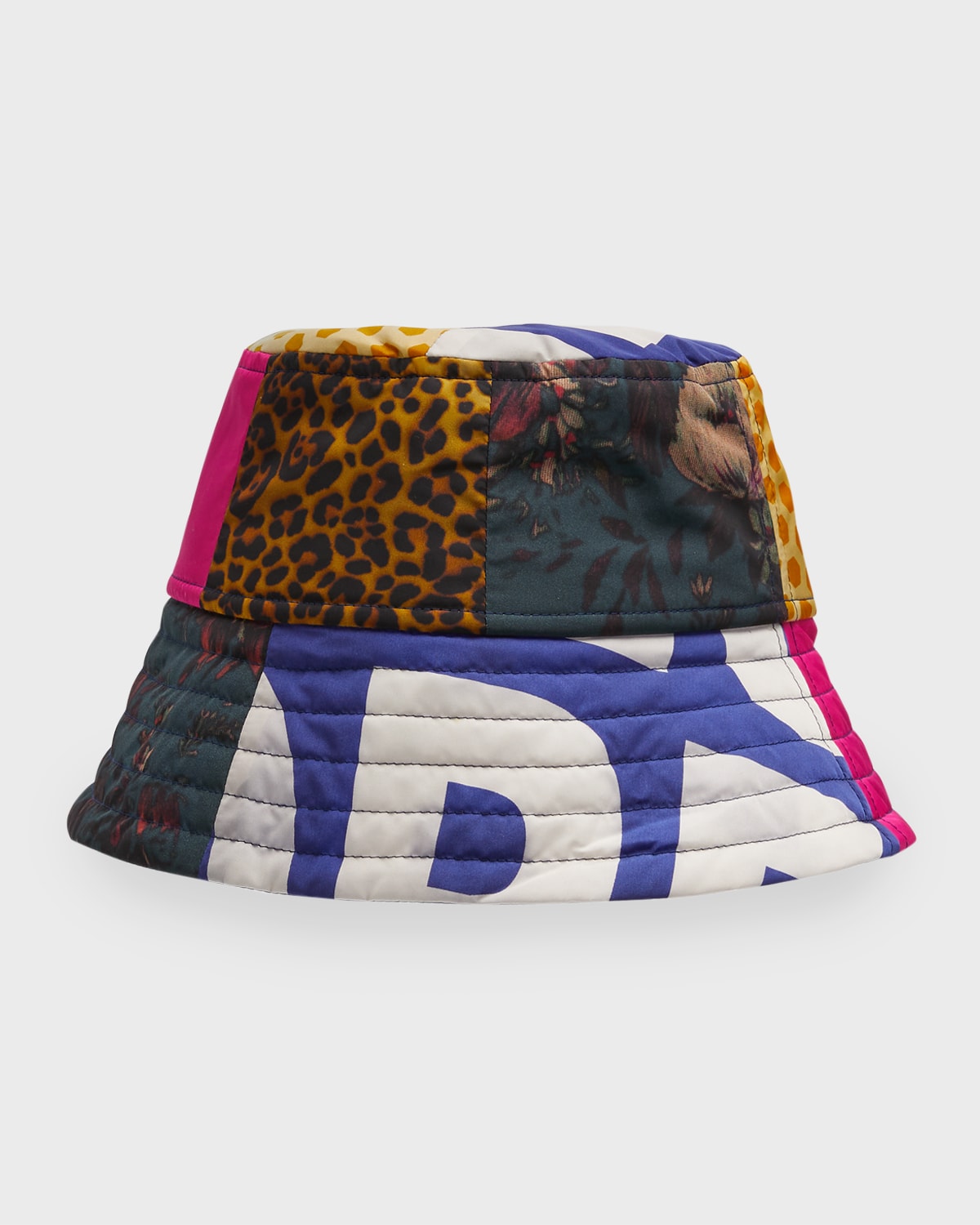 Dries Van Noten Patchwork-print Wide-brim Shell Bucket Hat In Blue
