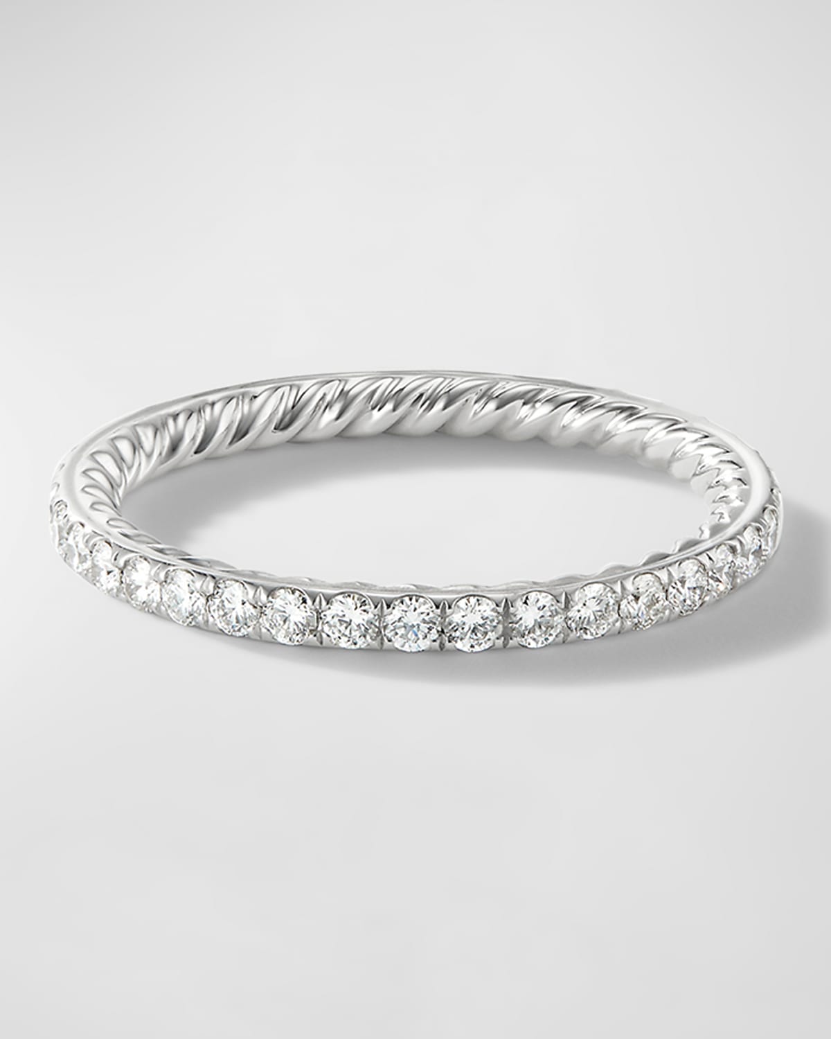 David Yurman Dy Eden Band Ring With Gemstones In Platinum, 1.85mm In Diamond