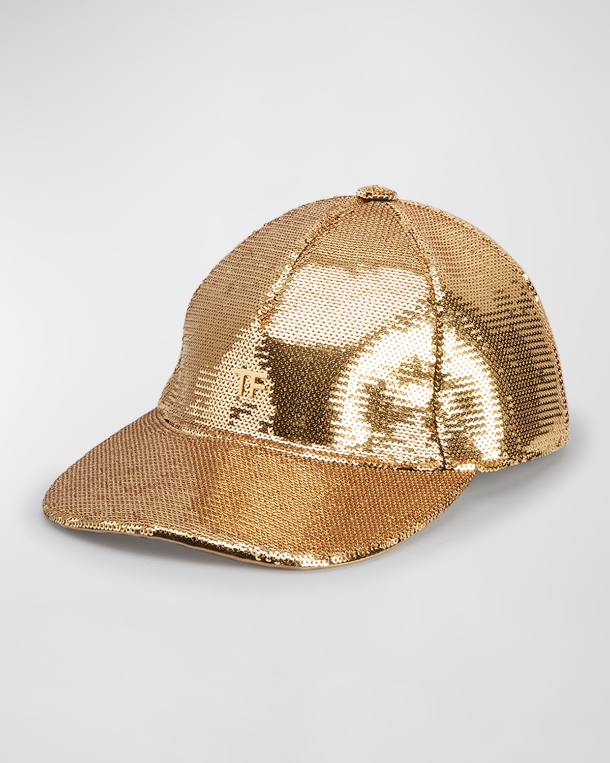 Shop Tom Ford Tf Logo Sequin Baseball Cap In Gold