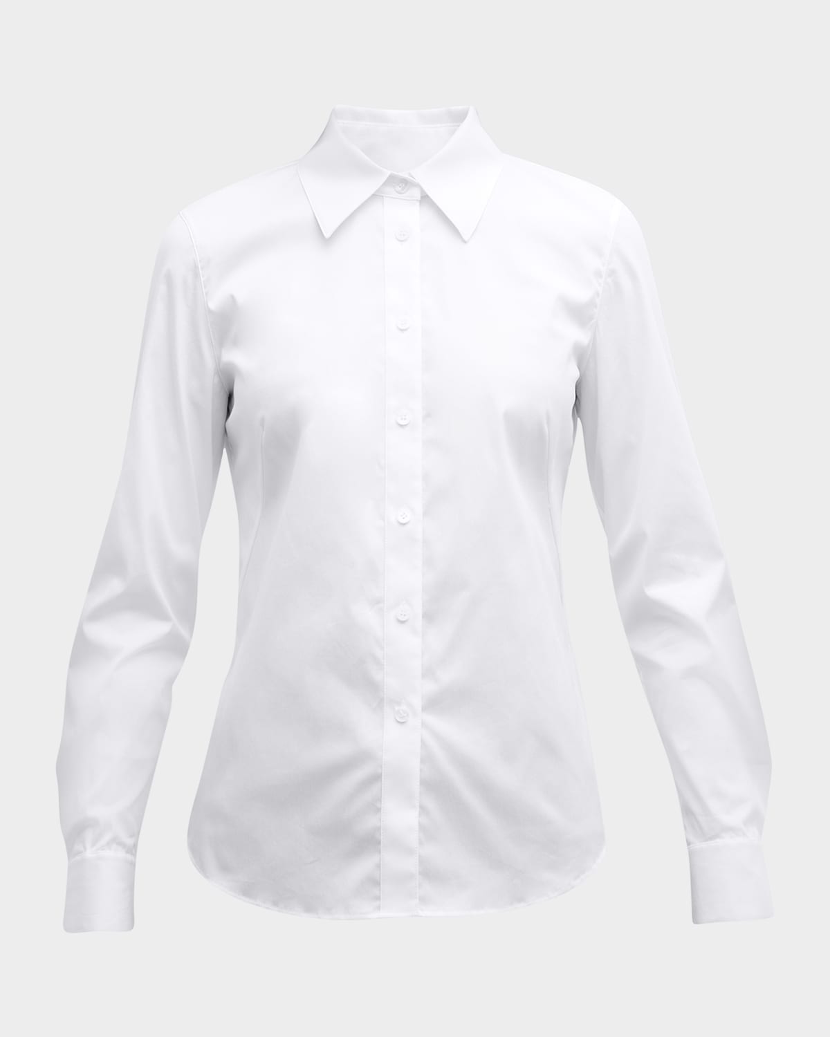 Shop Lafayette 148 Petite Wright Button-down Cotton-blend Shirt In White