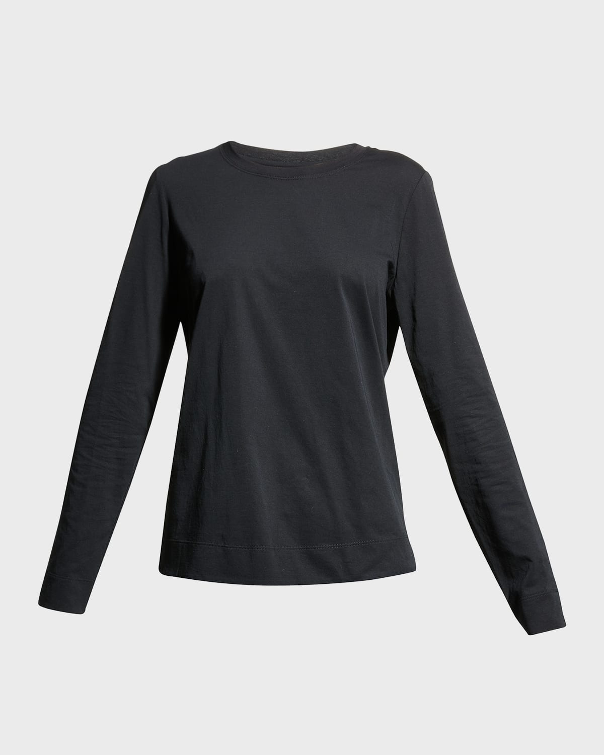 Shop Lafayette 148 Plus Size Long-sleeve Crewneck Tee In Black