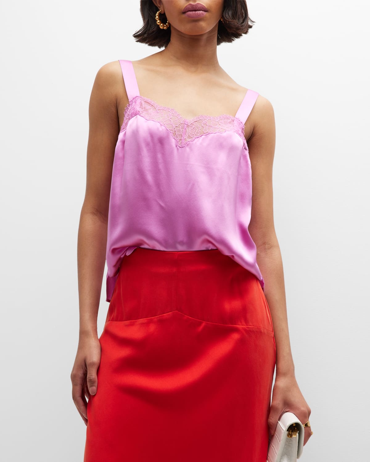 Seraphina Lace-Trim Silk Cami