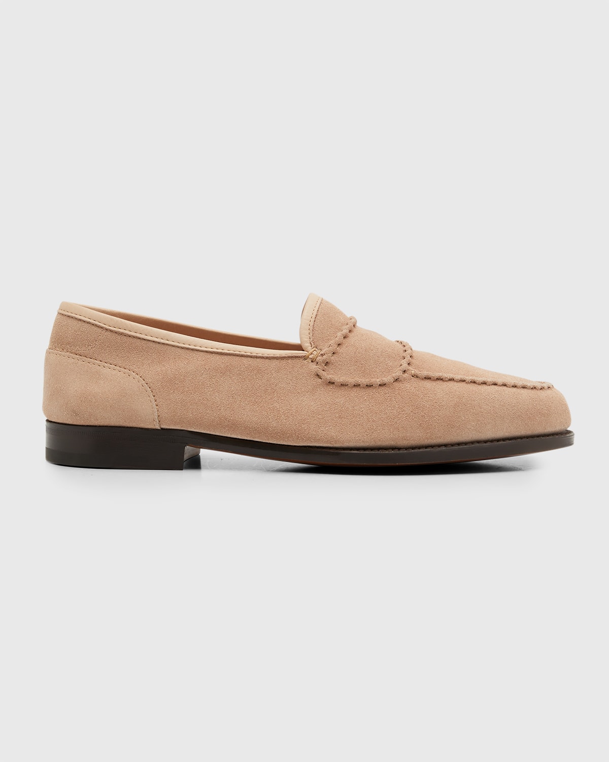 John Lobb Men's Bath Suede Penny Loafers In Blush