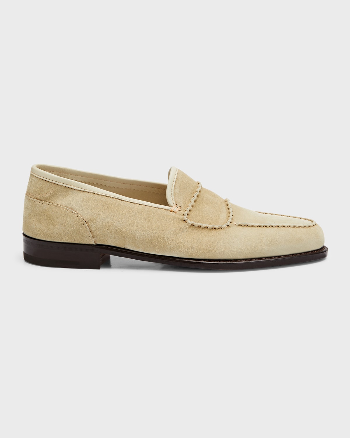 John Lobb Men's Bath Suede Penny Loafers In Oatmeal