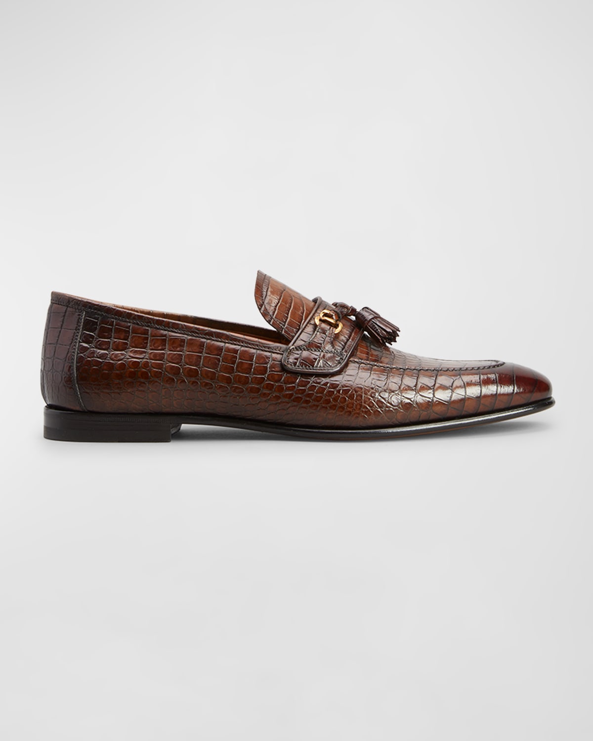 Tom Ford Men's Sean Alligator-printed Leather Tassel Loafers In Brown