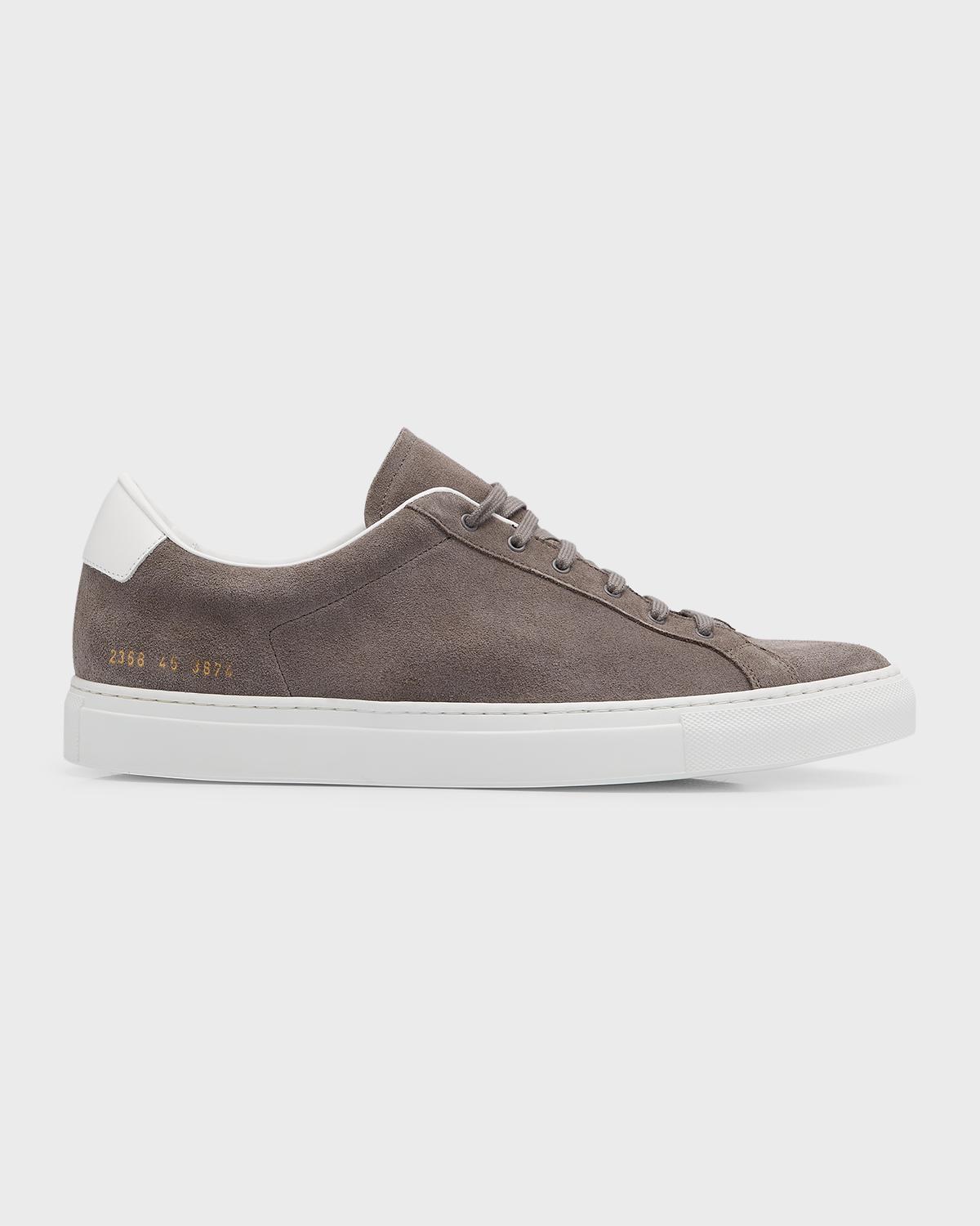 Common Projects Men's Retro Suede Low-top Sneakers In Warm Grey | ModeSens