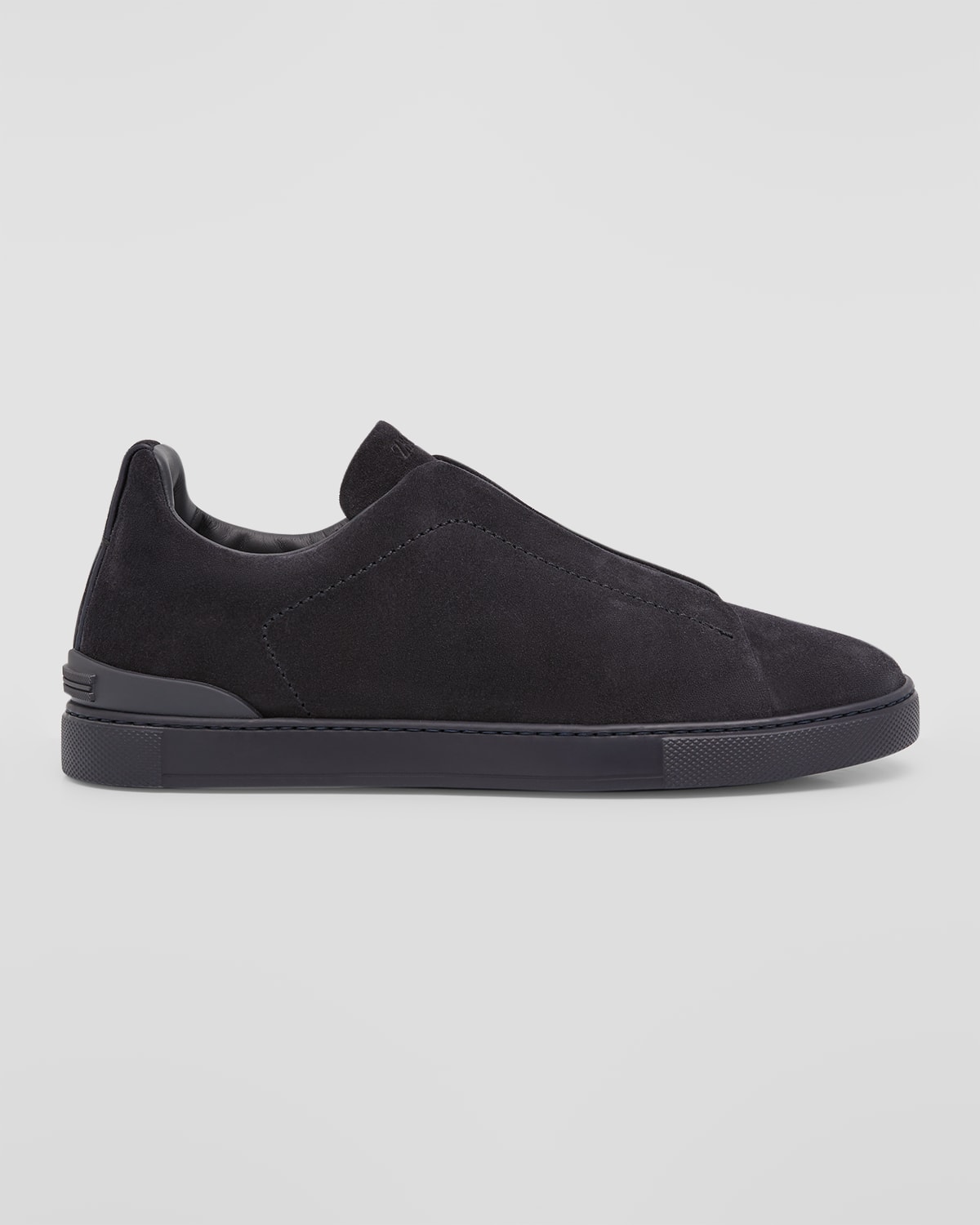 Zegna Triple Stitch Suede-trimmed Sneakers In Lt Blu Sld
