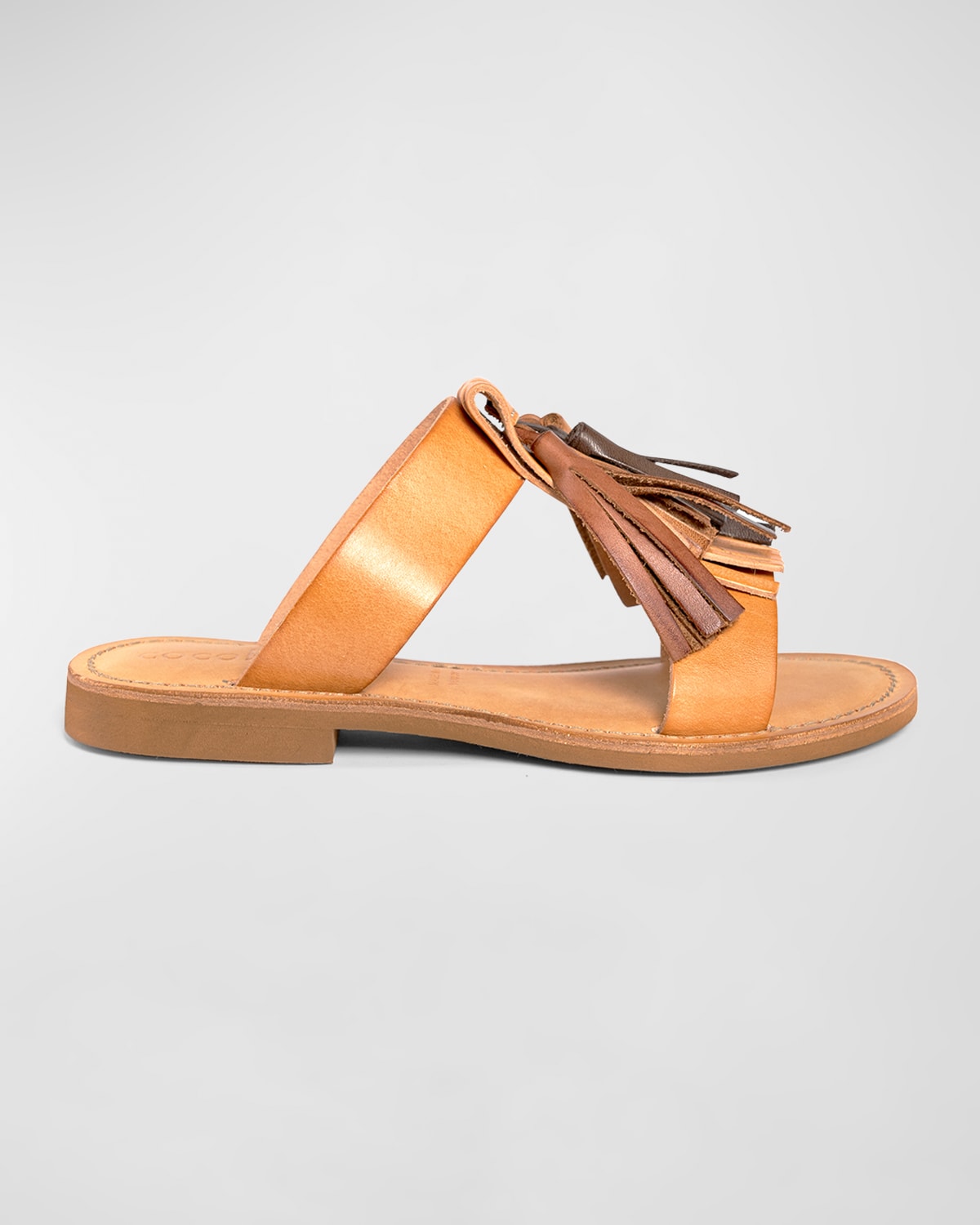 Fringe Leather Sandals With Cushioned Insole