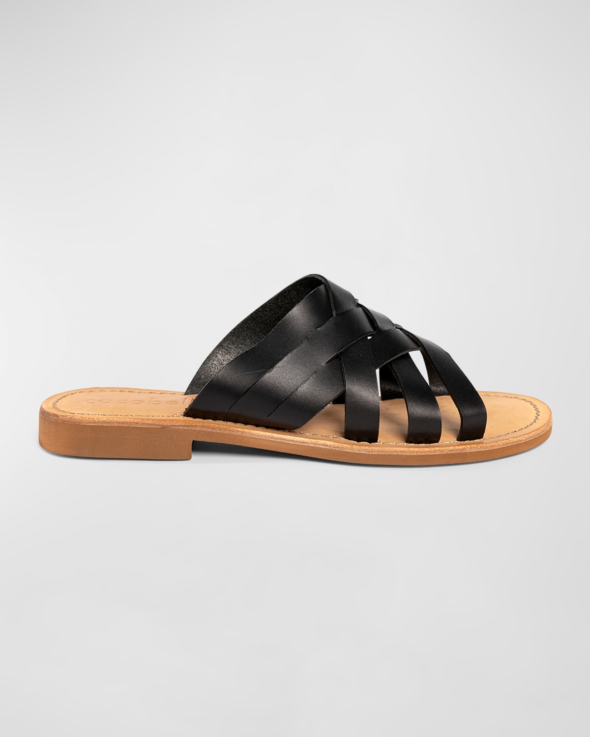 COCOBELLE INTERLACED LEATHER SLIDES WITH CUSHIONED INSOLE