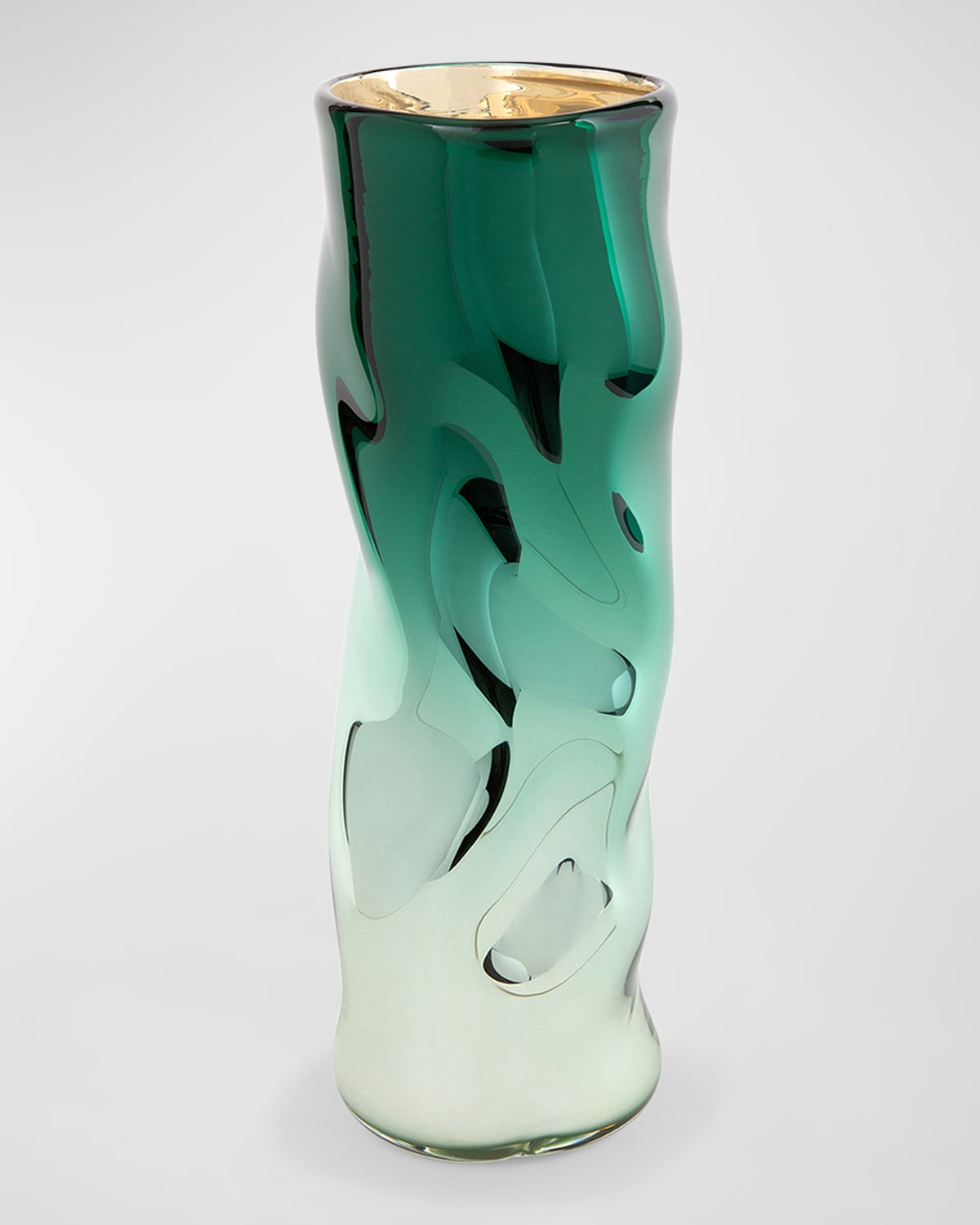 Shop Feyz Studio Wavy Mirrored Vase In Emerald Green Mirrored