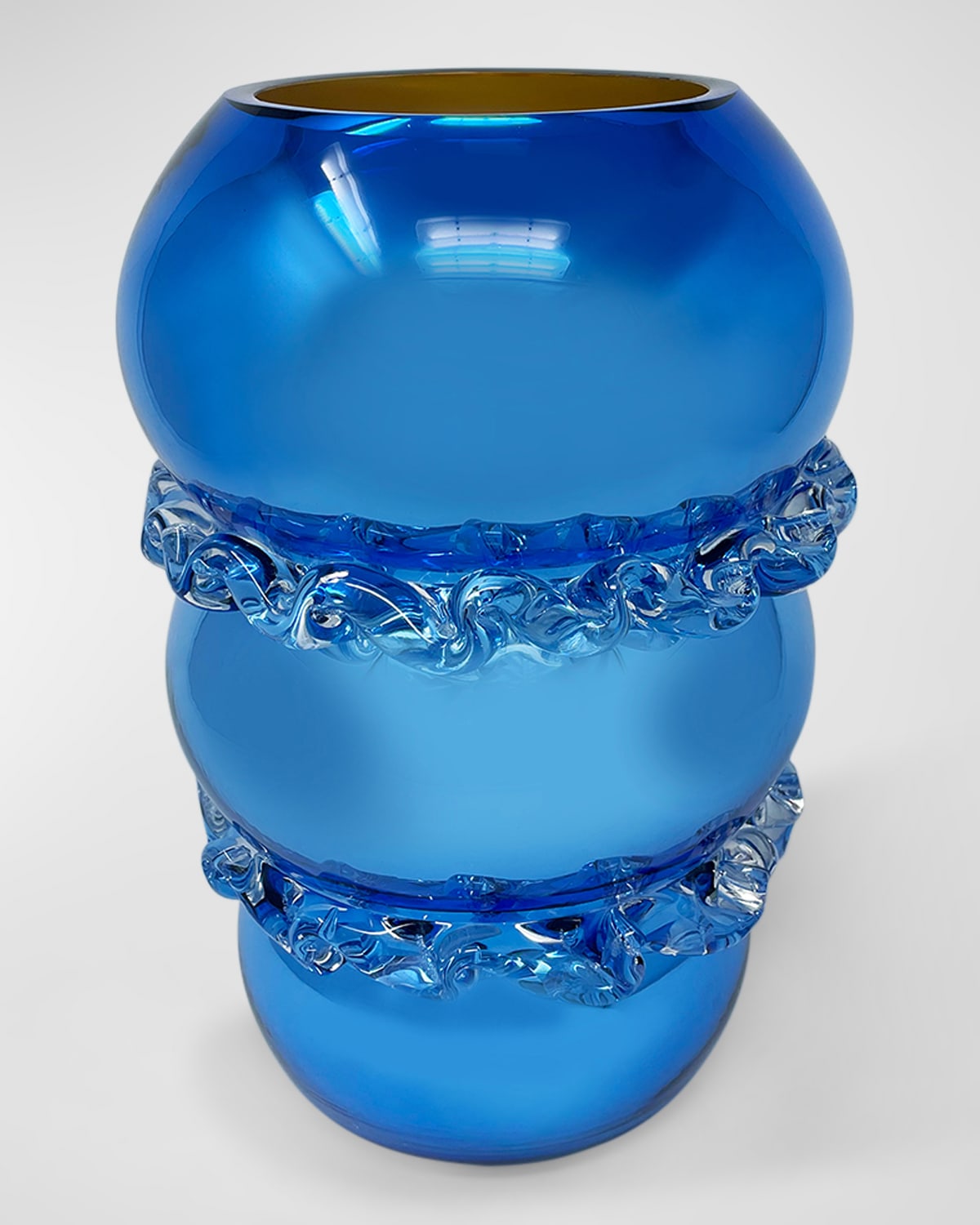 Shop Feyz Studio Frills Mirrored Vase In Blue Mirrored