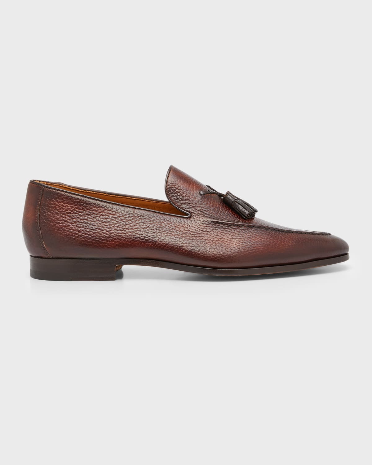 Magnanni Men's Seneca Grained Leather Tassel Loafers In Midbrown