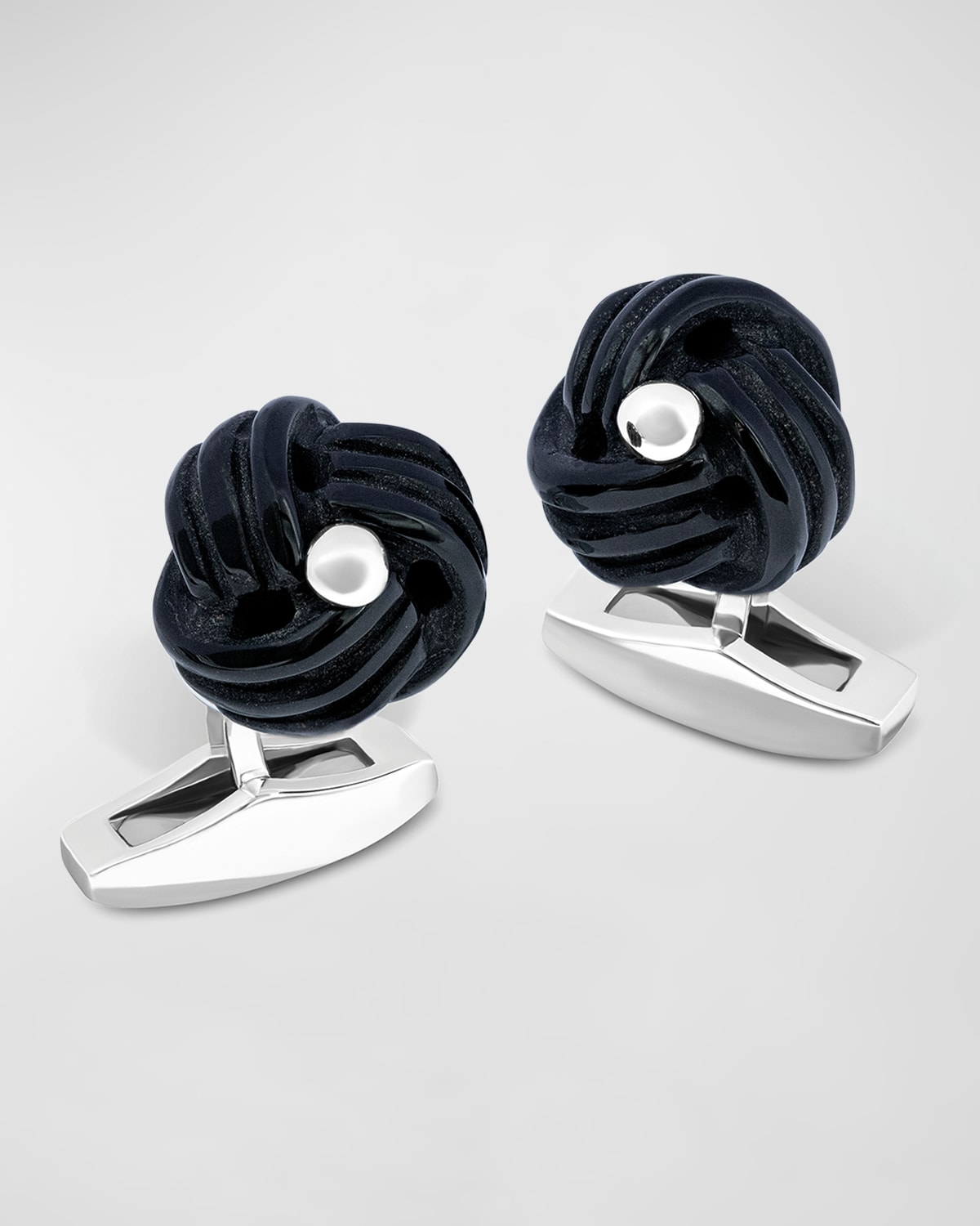 Shop Tateossian Men's Sterling Silver Black Onyx Knot Cufflinks