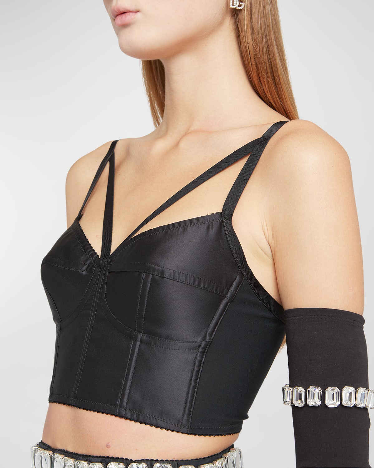 Dolce & Gabbana Kim Dolce&gabbana Strap-detail Bustier Top In Black