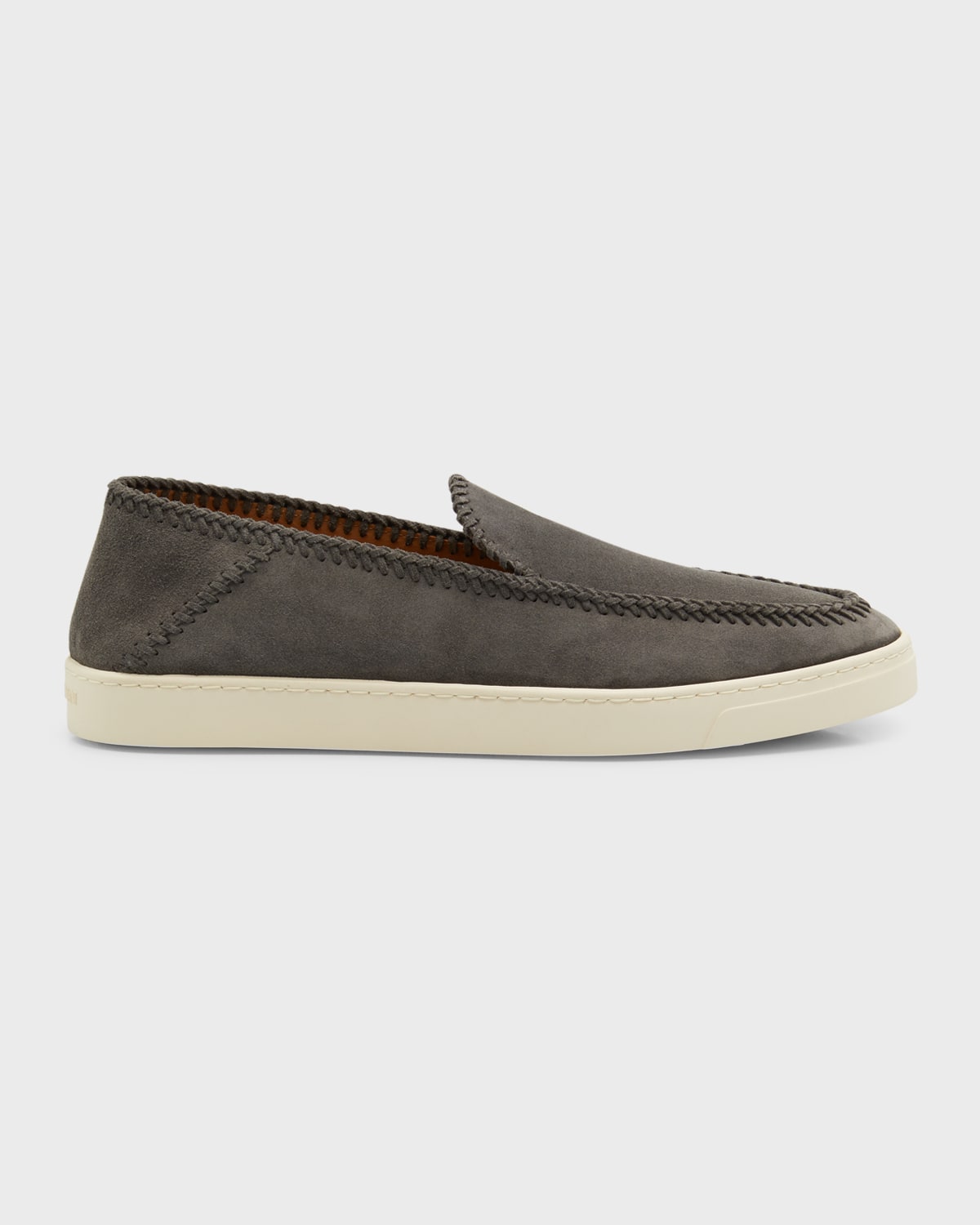 Shop Giorgio Armani Men's Suede Slip-on Sneakers In Anthracite