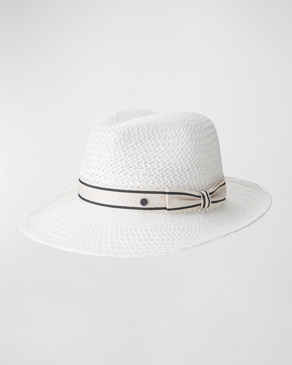 Maison Michel Eric All Over On Herringbone Straw Hat In White