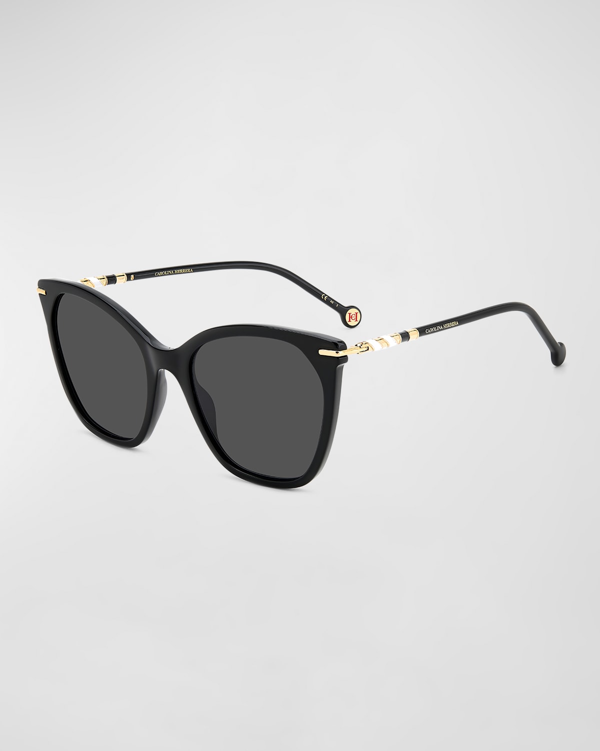 Shop Carolina Herrera Multi-color Acetate Cat-eye Sunglasses In Black