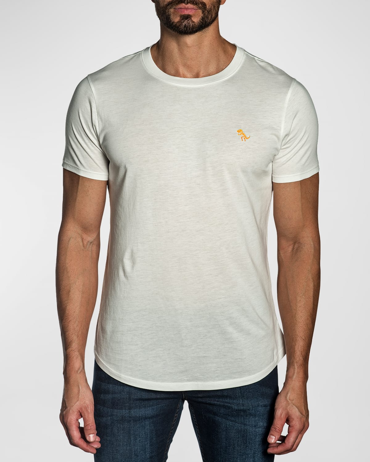 Shop Jared Lang Men's Pima Cotton Crewneck T-shirt In Off White