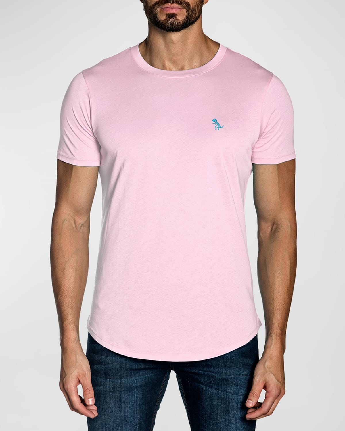 Shop Jared Lang Men's Pima Cotton Crewneck T-shirt In Pastel Pink