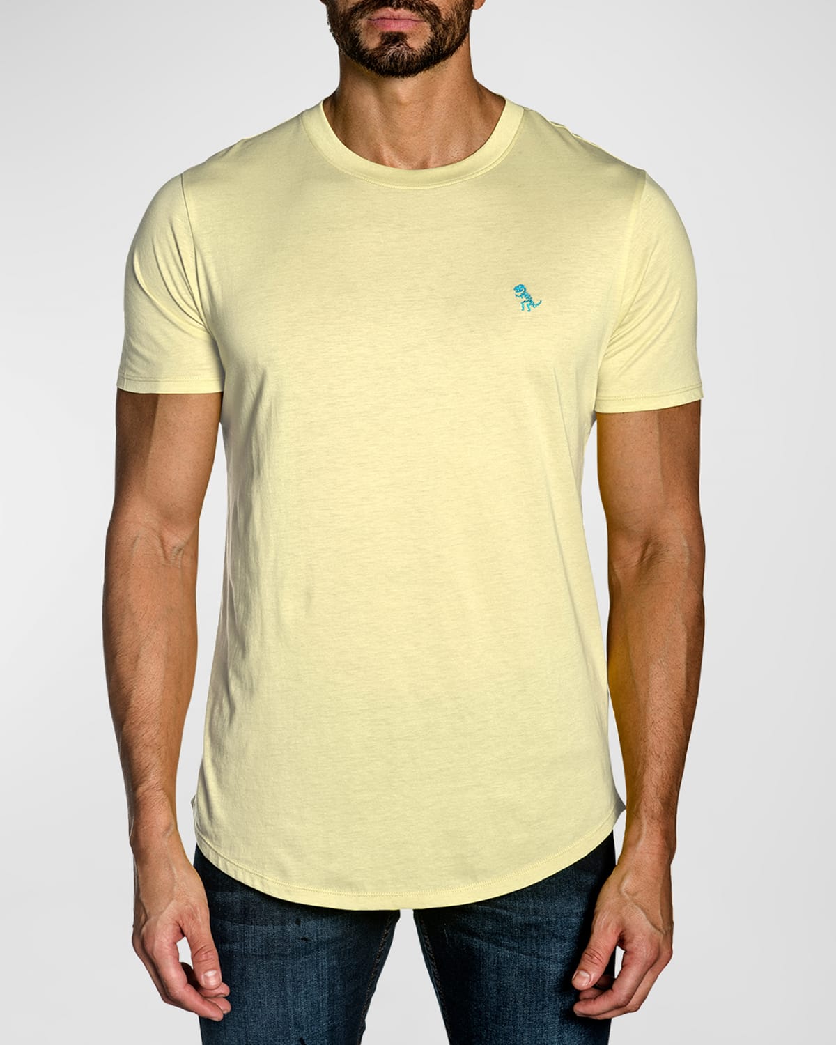 Shop Jared Lang Men's Pima Cotton Crewneck T-shirt In Pastel Yellow