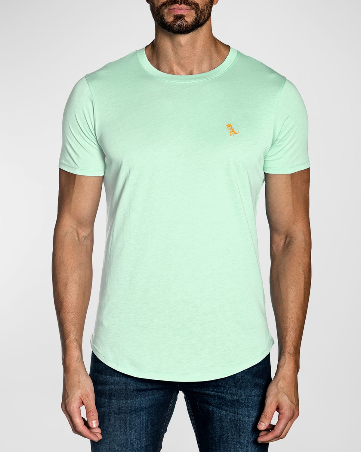 Jared Lang Short Sleeve Cotton T-shirt In Sea Foam