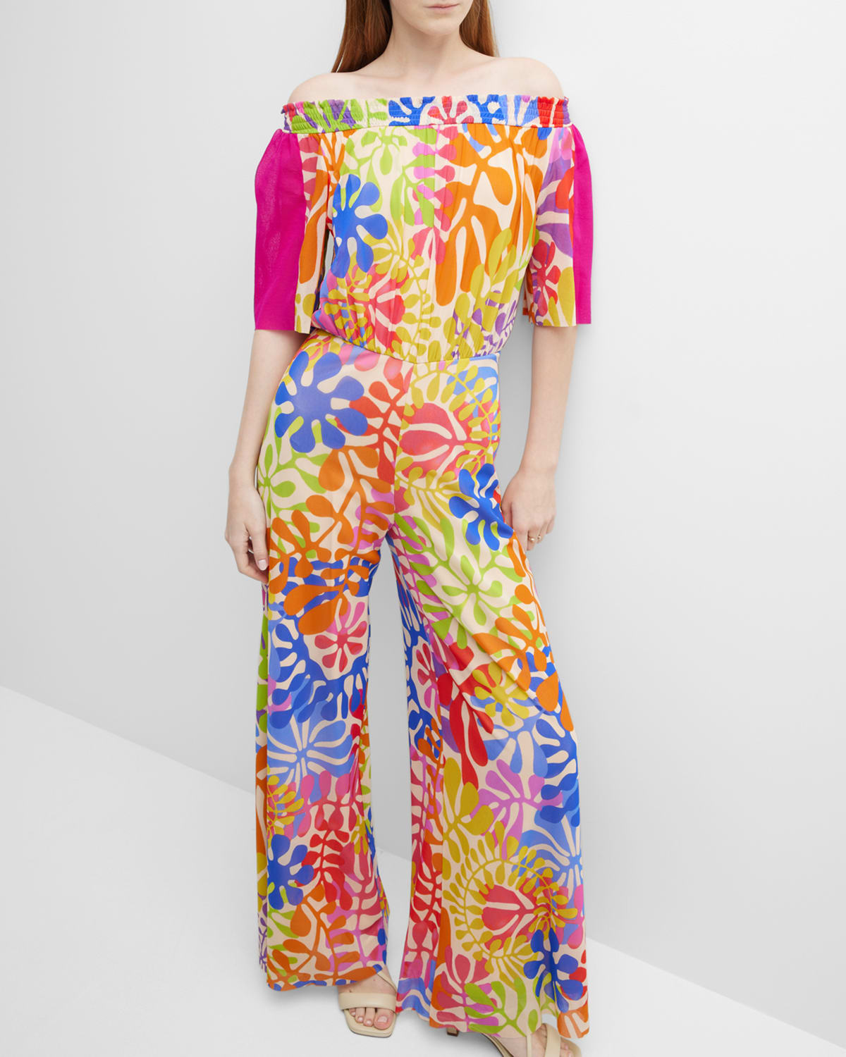 Off-Shoulder Abstract-Print Jumpsuit