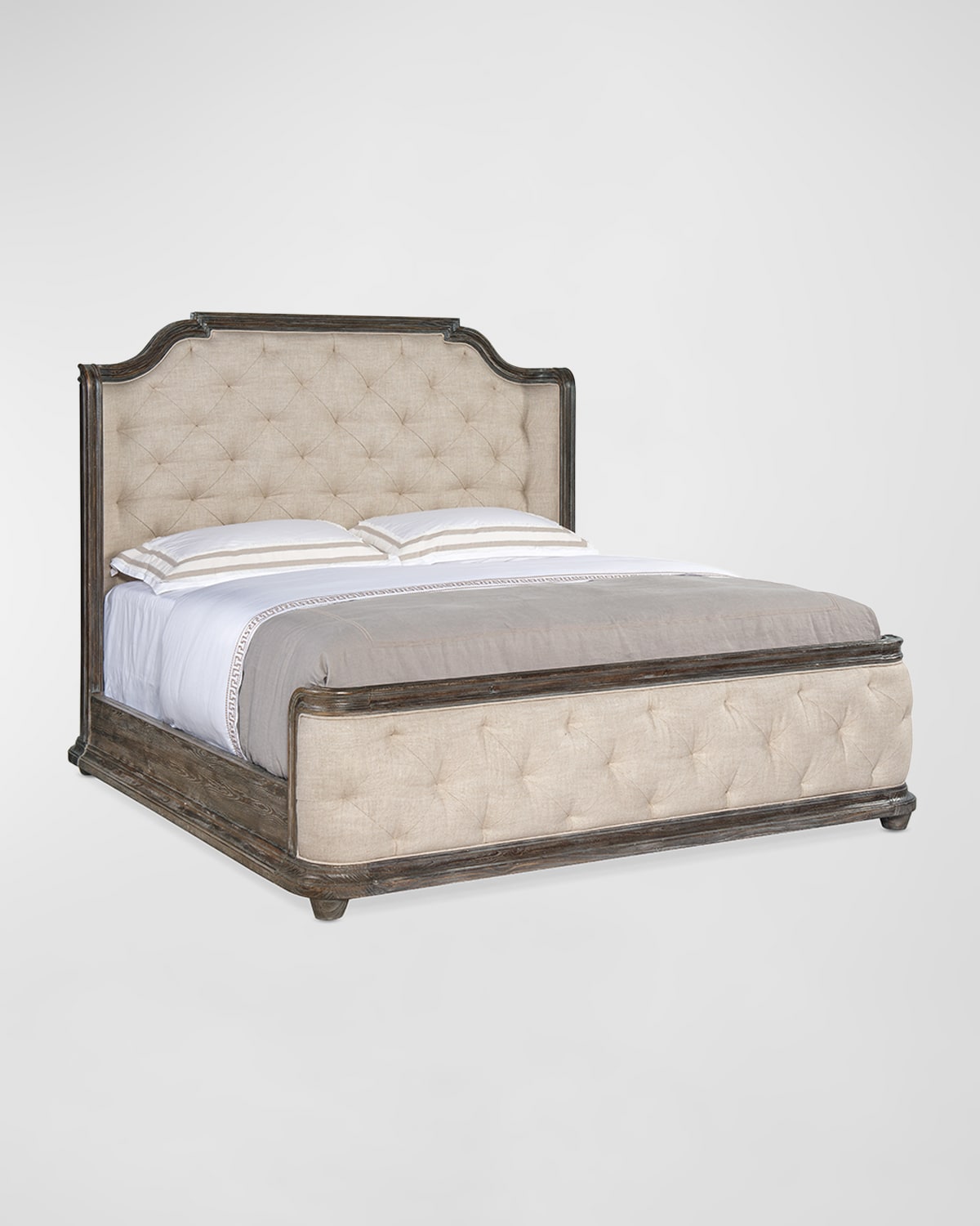Hooker Furniture Traditions King Tufted Bed In Maduro, Biscuit