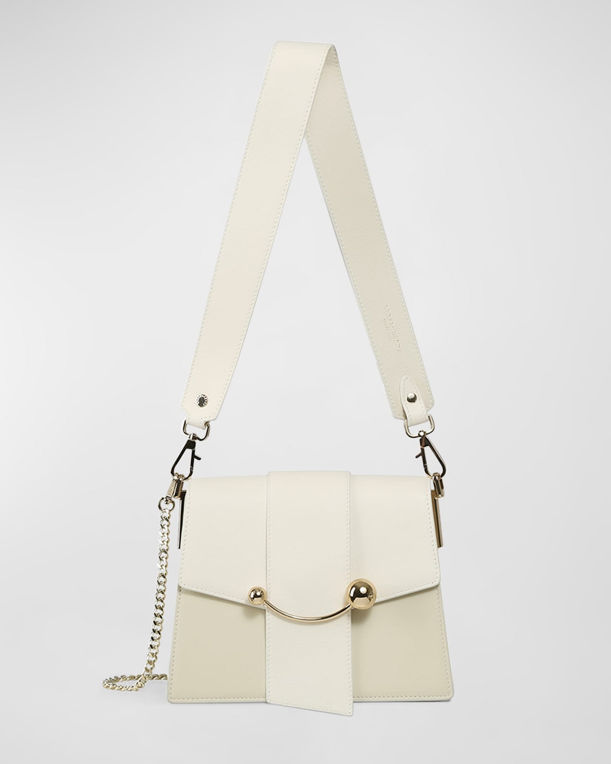 Strathberry Crescent Flap Leather Chain Shoulder Bag