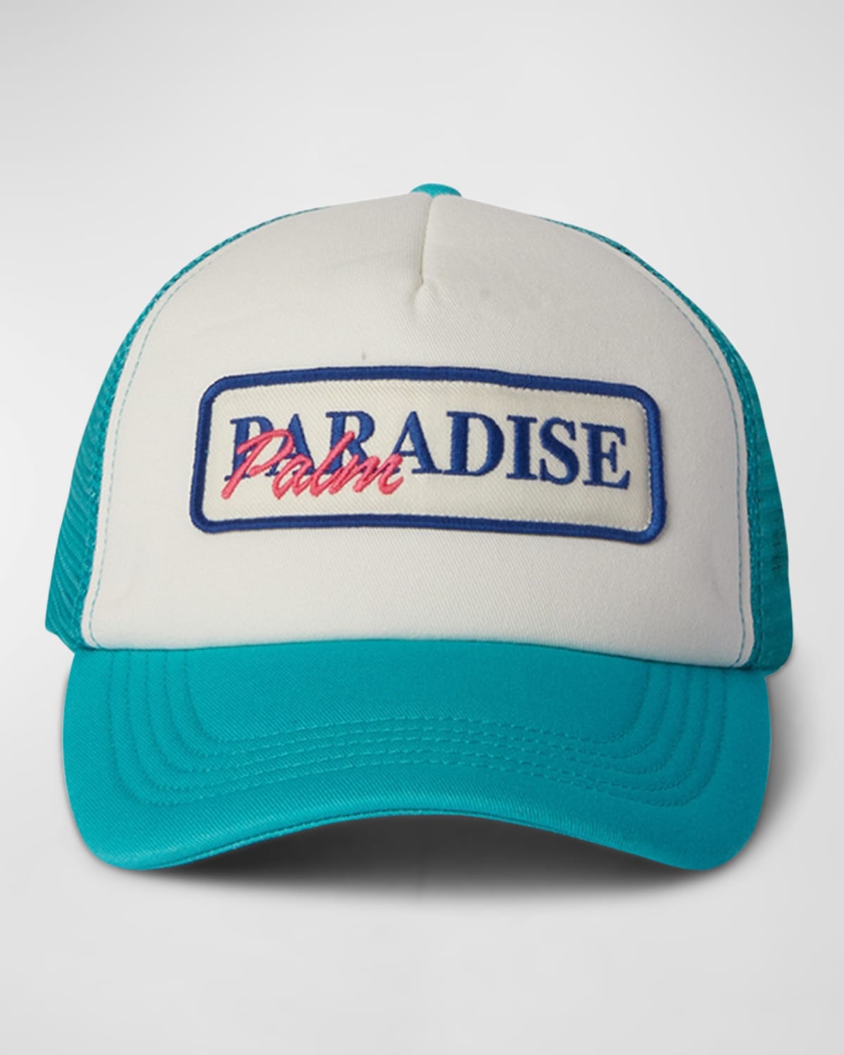 Palm Angels Paradise Palm-patch Trucker Cap In Light Blue Black