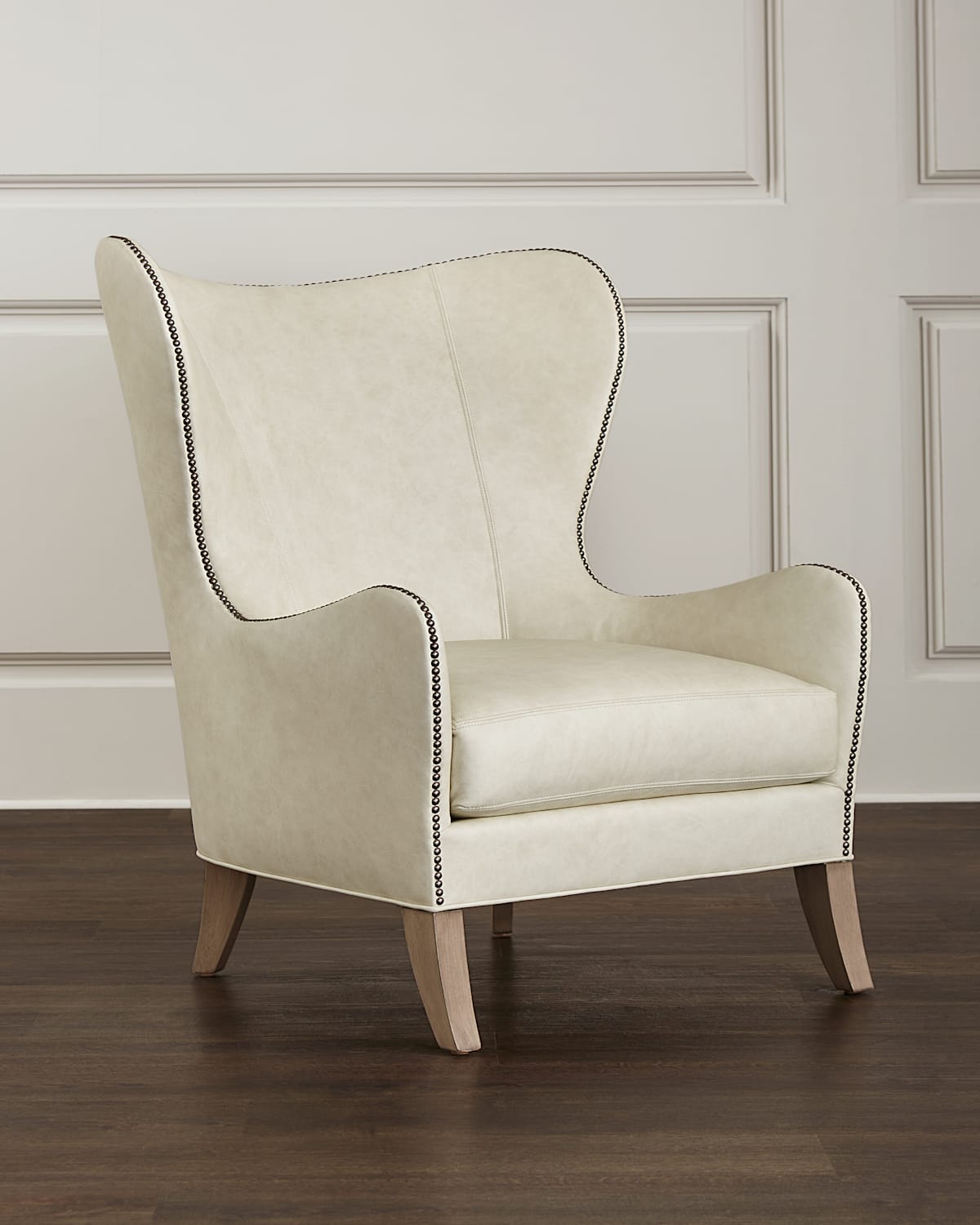 Massoud Bridgette Leather Wing Chair