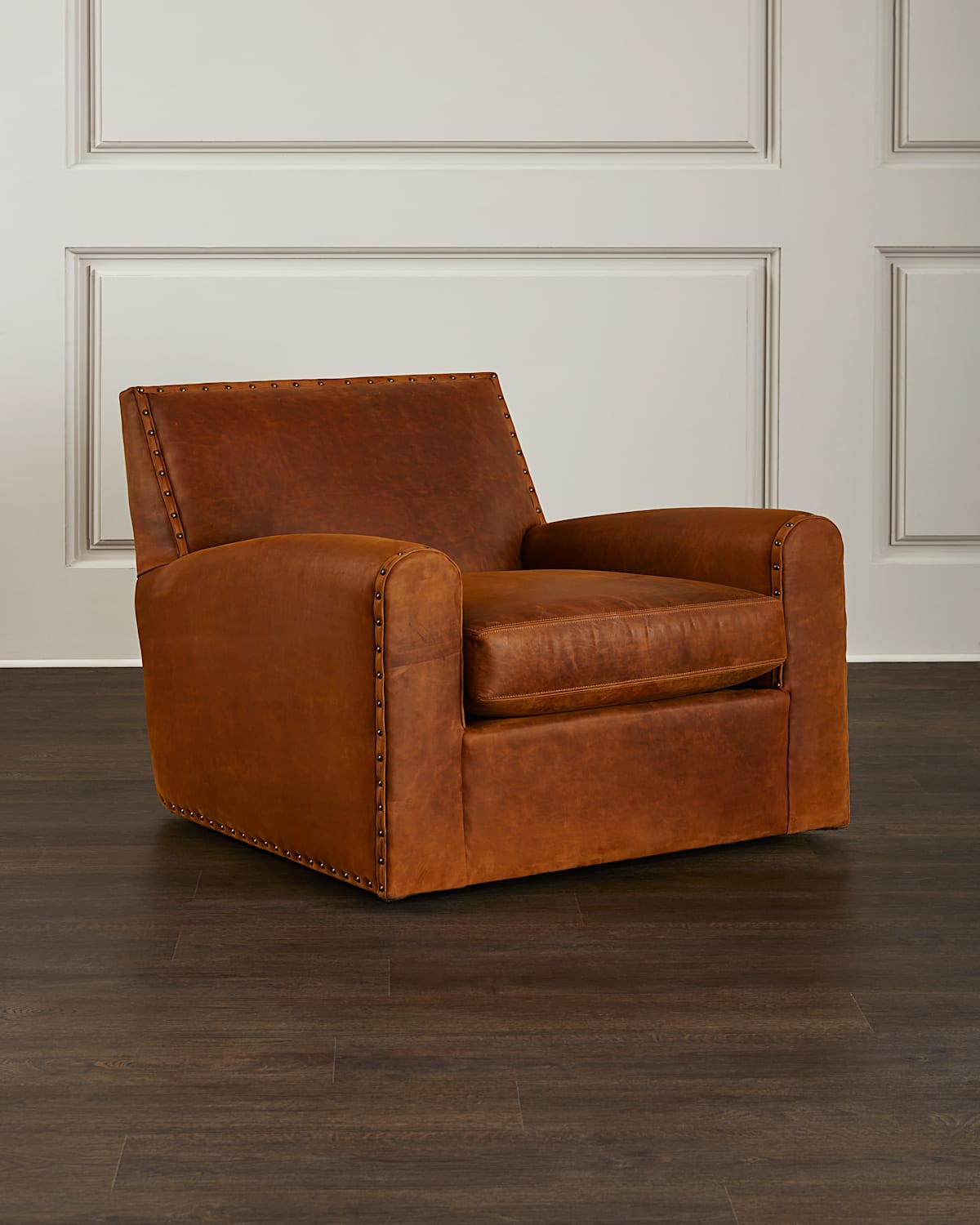 Massoud Craig Leather Swivel Chair
