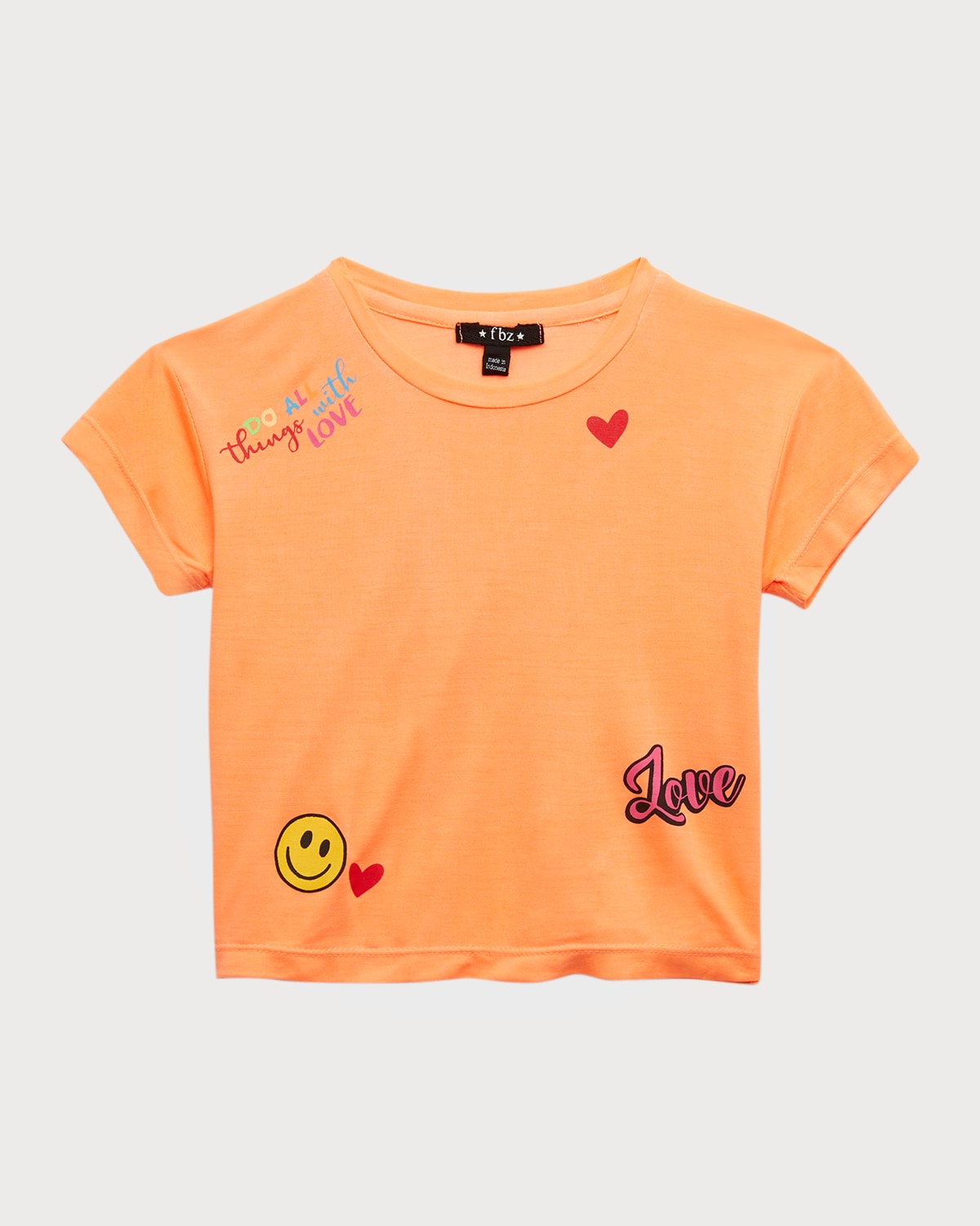 Flowers By Zoe Kids' Girl's Do All Things With Love Graphic T-shirt In Orange