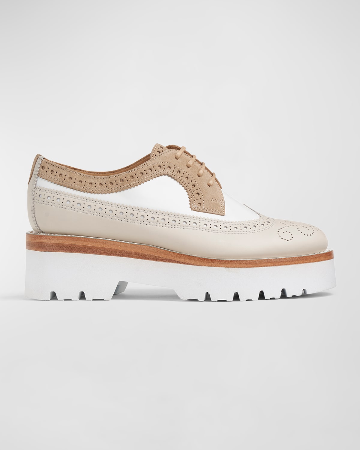 Shop The Office Of Angela Scott Miss Lucy Wing-tip Platform Oxfords In Biscotti