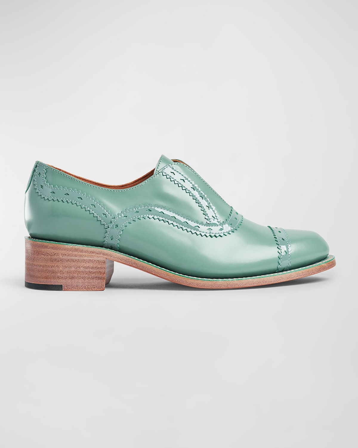 Ms. Arzner Laceless Brogue Leather Slip-On Shoes