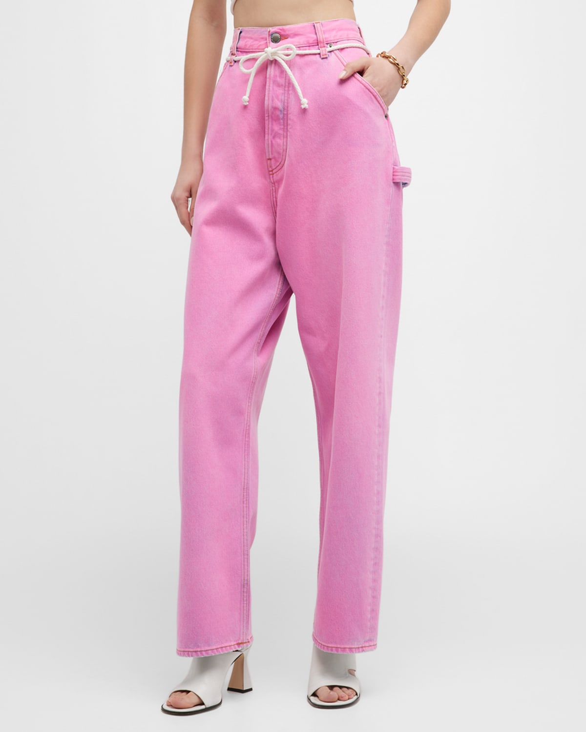 Shop Darkpark Iris Oversized Straight-leg Jeans In Dap-acid Pink
