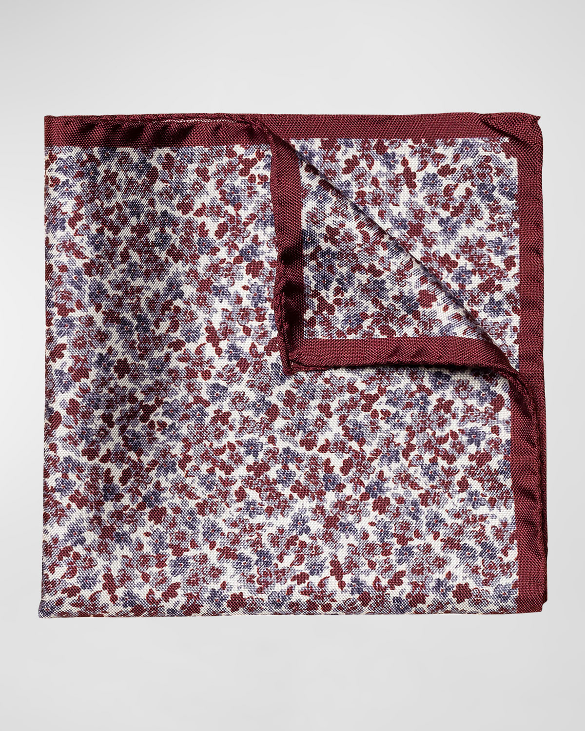 Men's Micro-Floral Print Silk Pocket Square