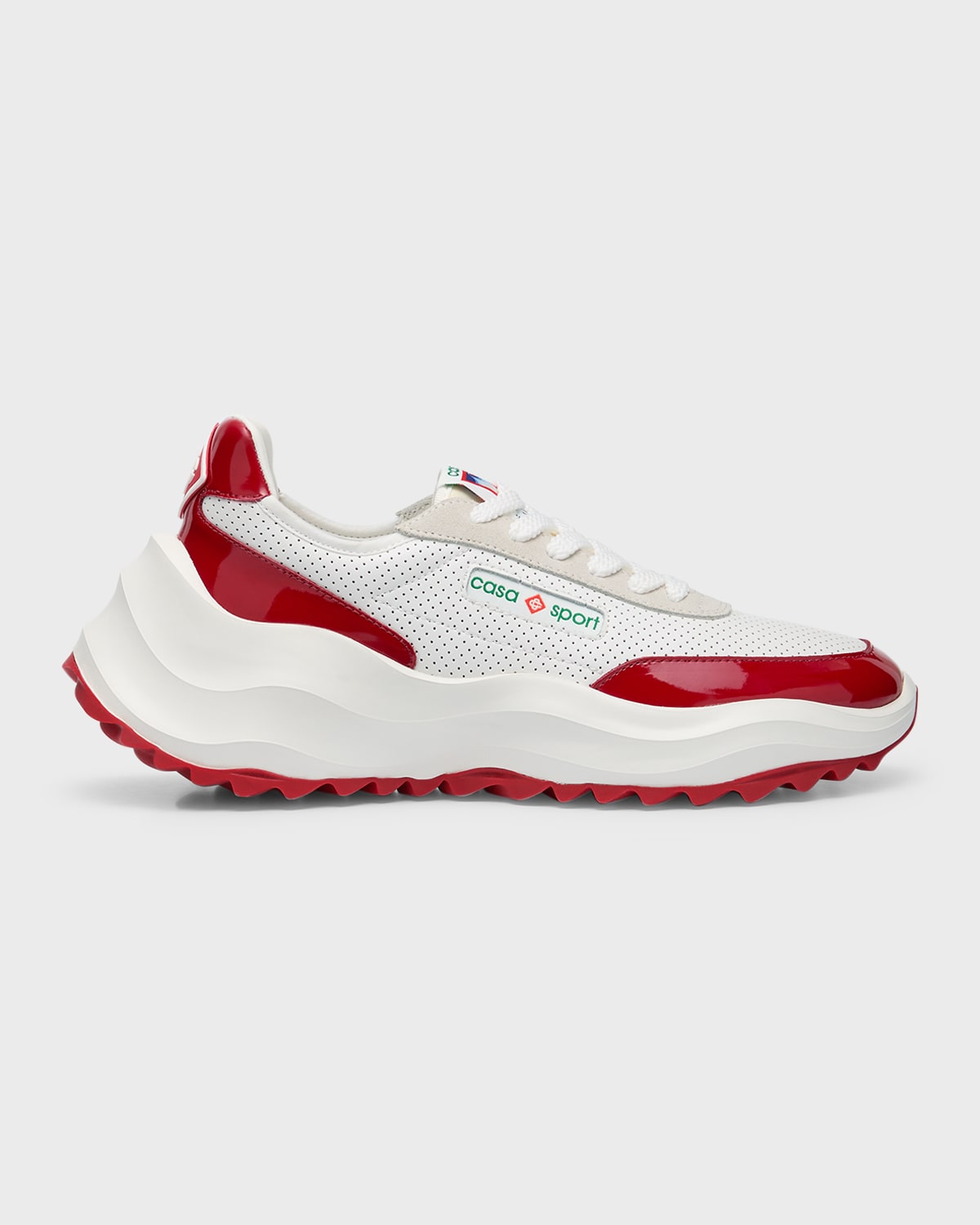 Casablanca Atlantis Leather Low Top Sneakers In White / Red