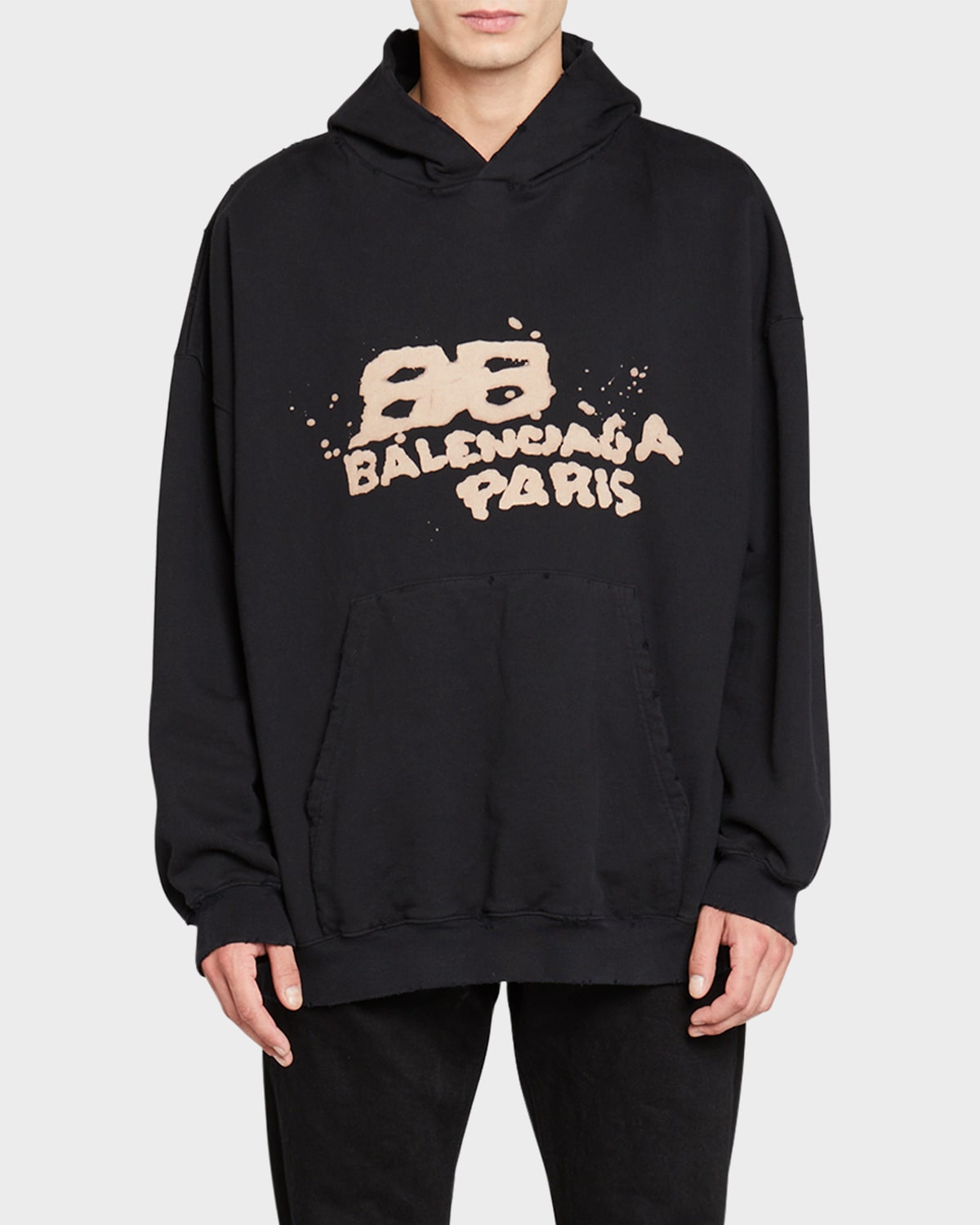 Balenciaga Dirty Oversize Bb Logo Cotton Hoodie In Choc/or Pa
