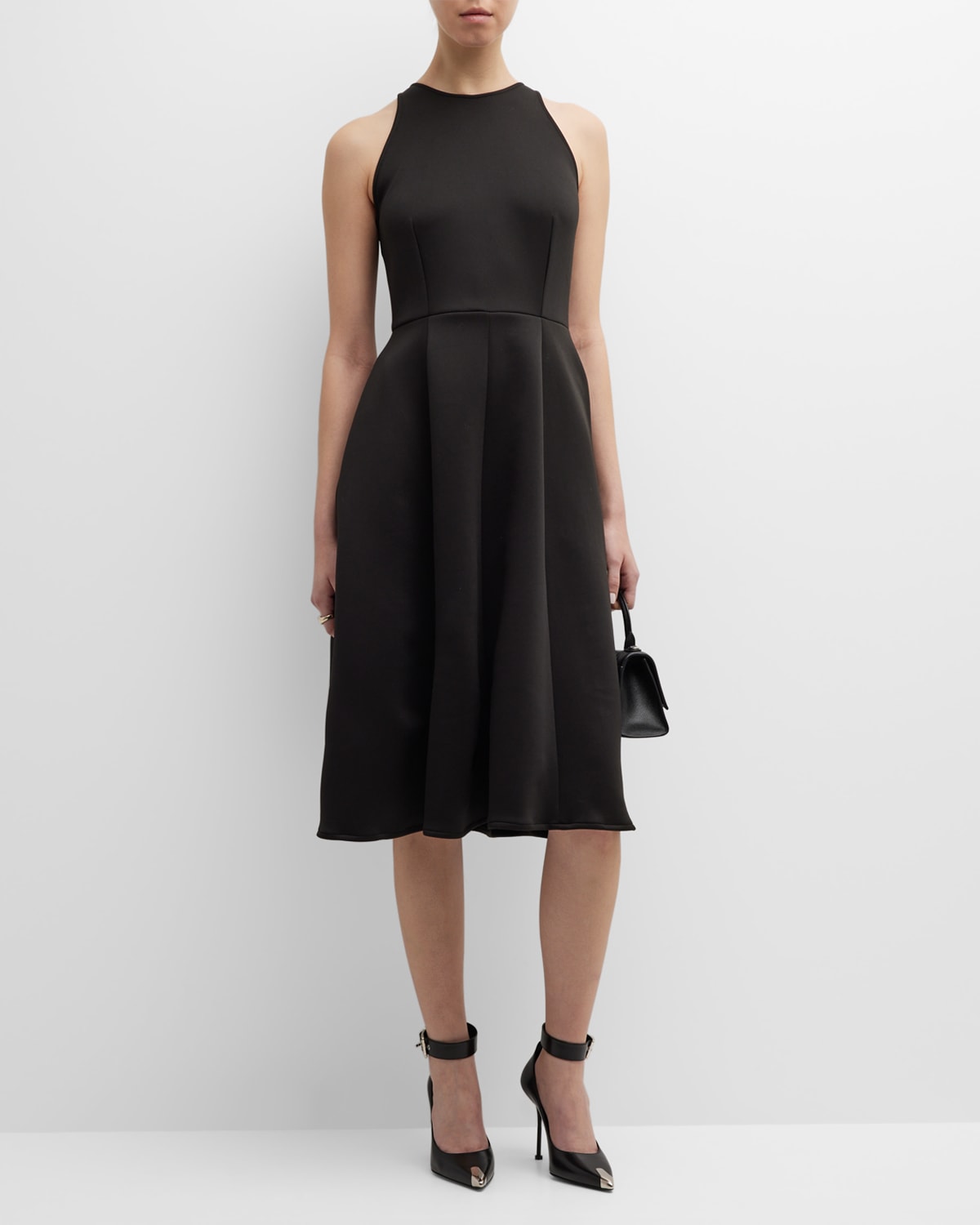 Arias New York Sleeveless A-line Midi Dress In Black