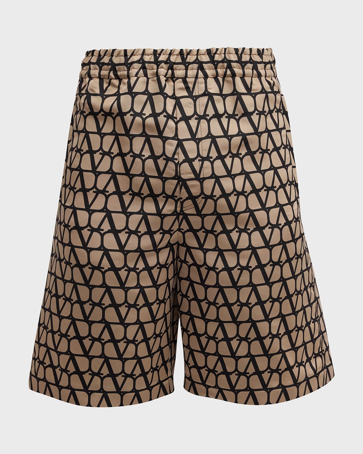 Shop Valentino Men's Toile Icongraphe Silk Shorts In Beige/black