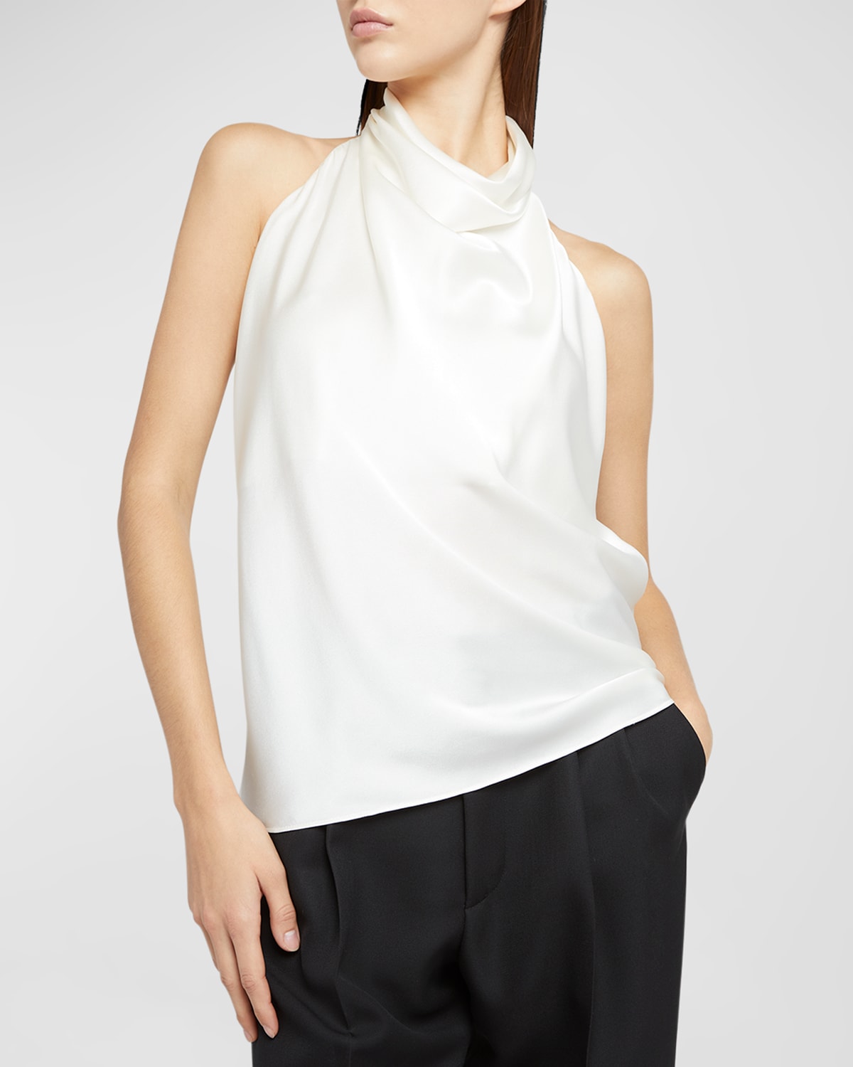 Shop Armarium Camille Silk Halter Top In Off White