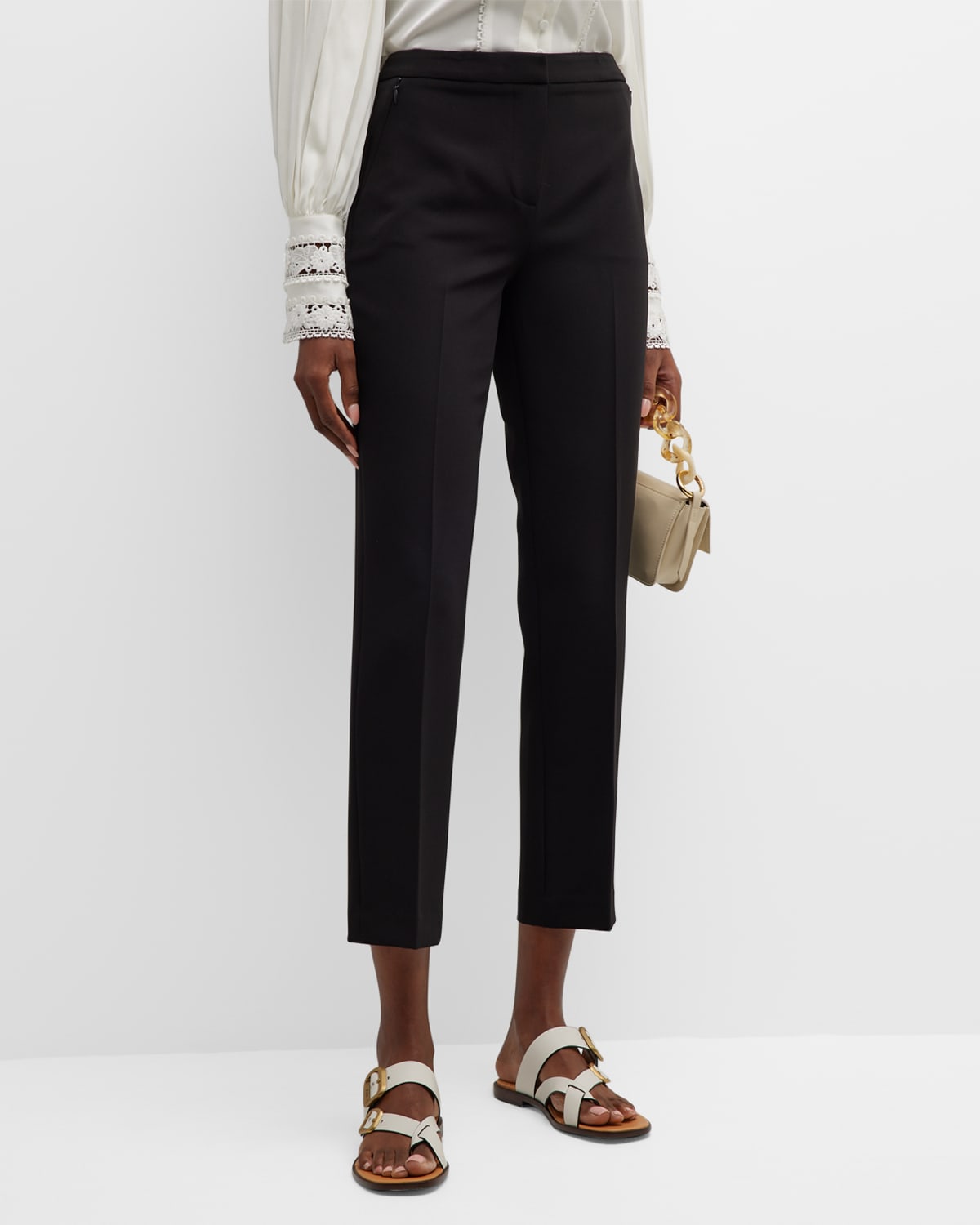 KOBI HALPERIN ALEXI CROPPED STRAIGHT-LEG TWILL PANTS