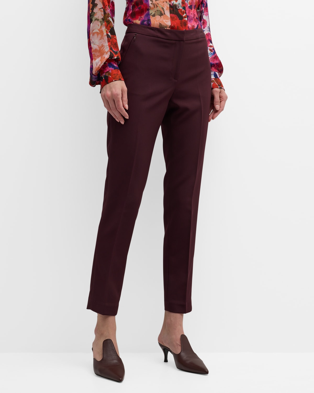 Kobi Halperin Alexi Cropped Straight-leg Twill Pants In Beet