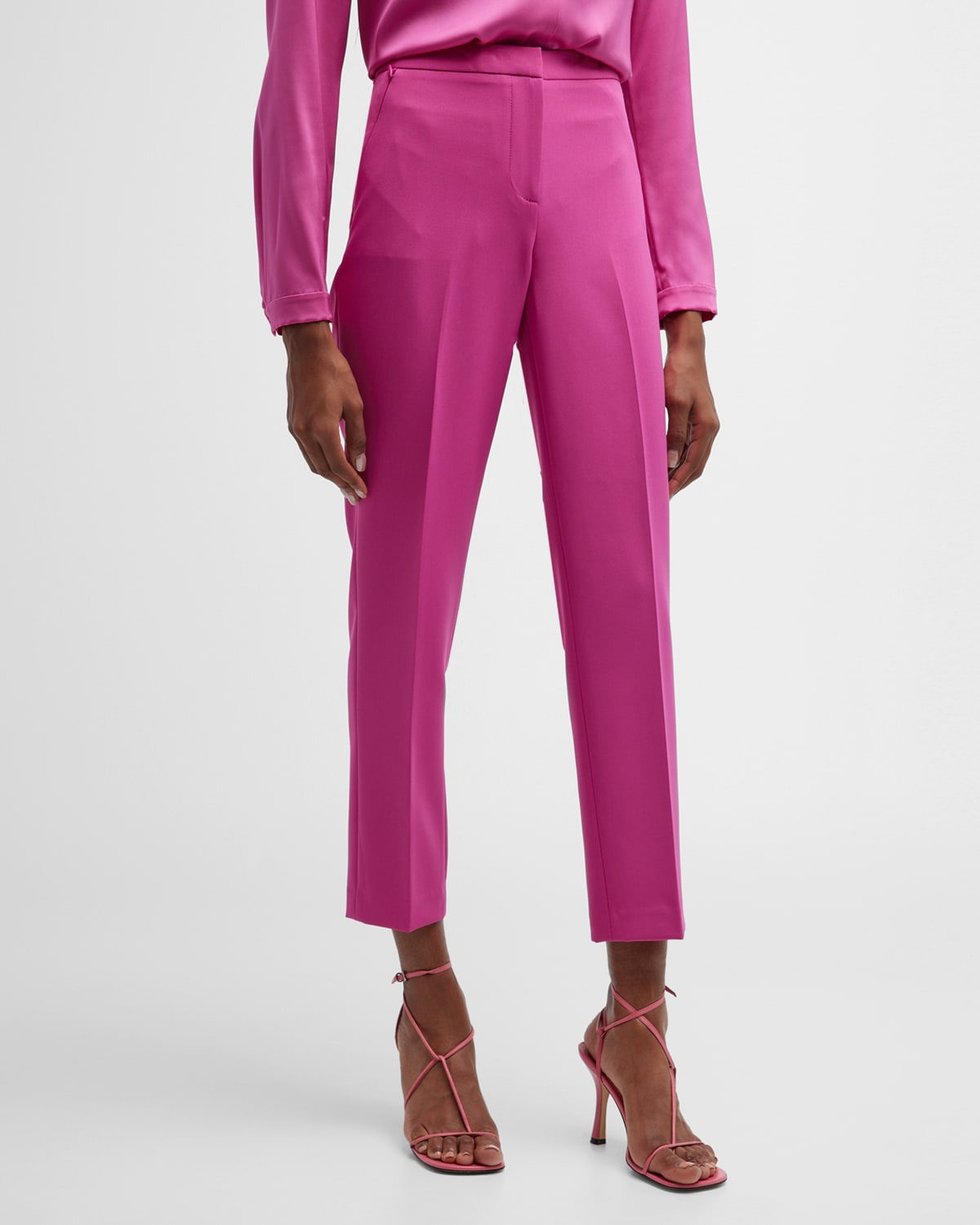 Kobi Halperin Alexi Cropped Straight-leg Twill Pants In French Pink