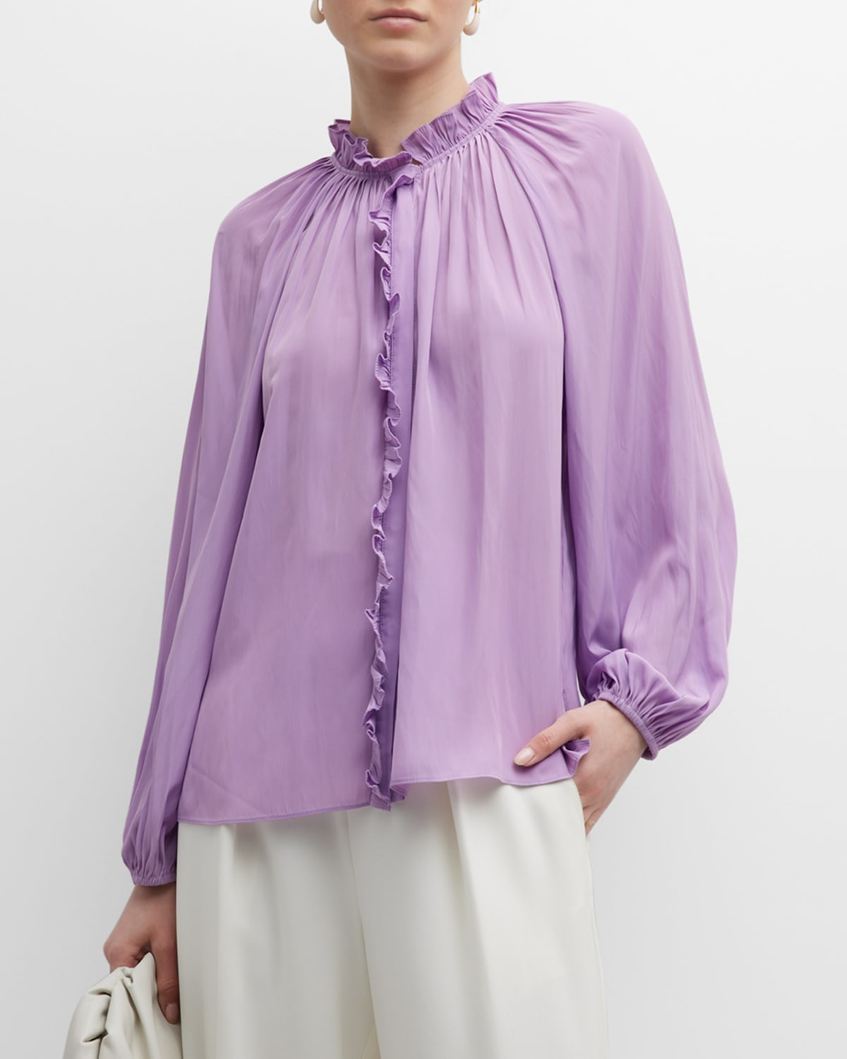 Kobi Halperin Aster Ruffle Blouse In Mauve