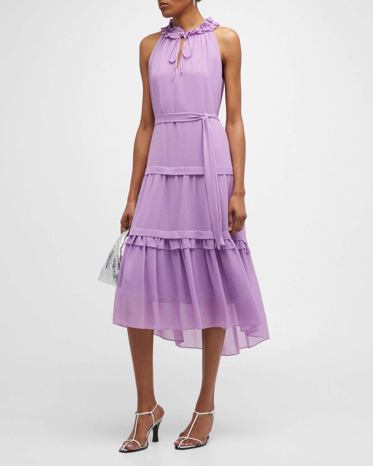 Vale Sleeveless Tiered Keyhole Midi Dress