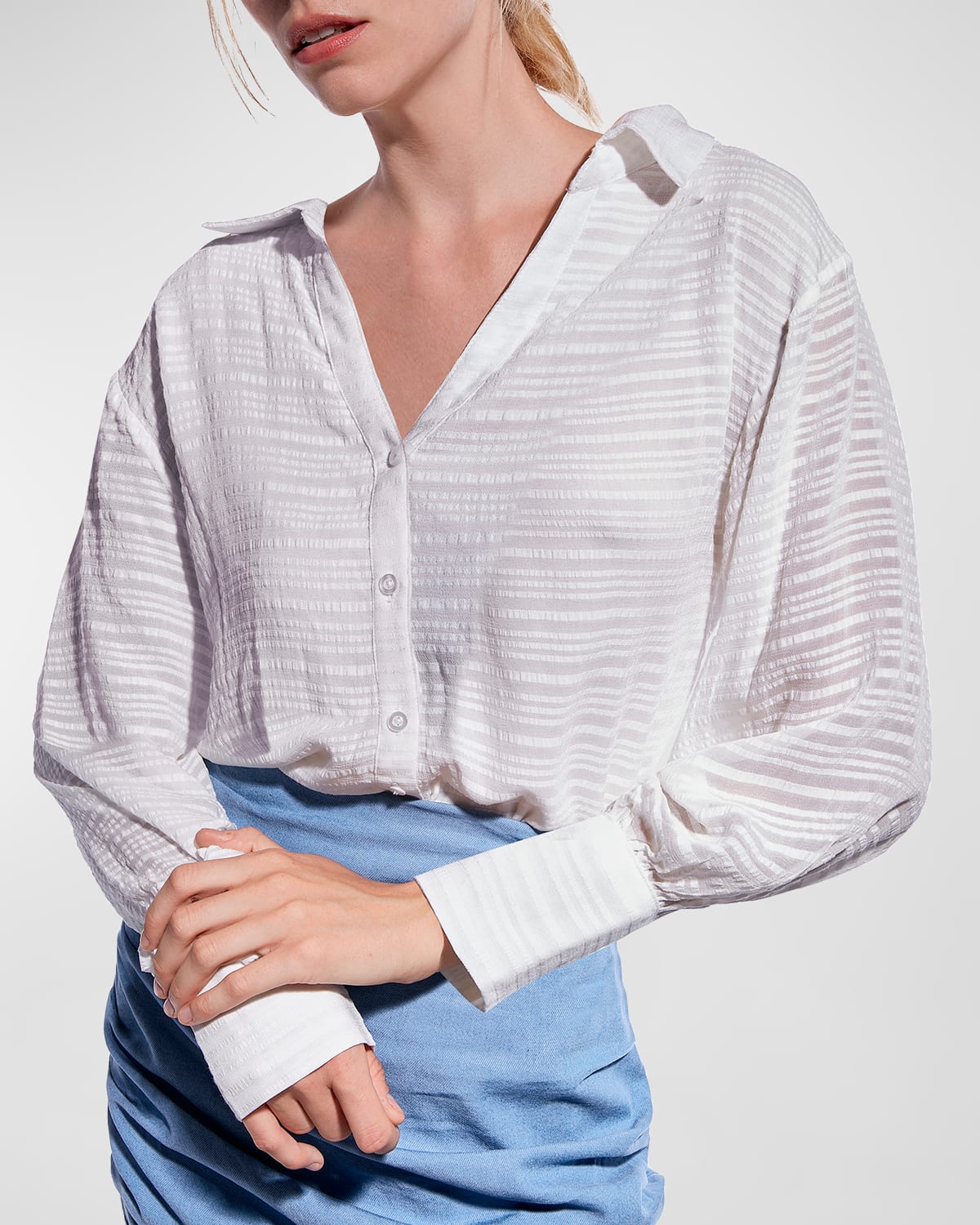 AS by DF Sally Striped Button-Front Blouse